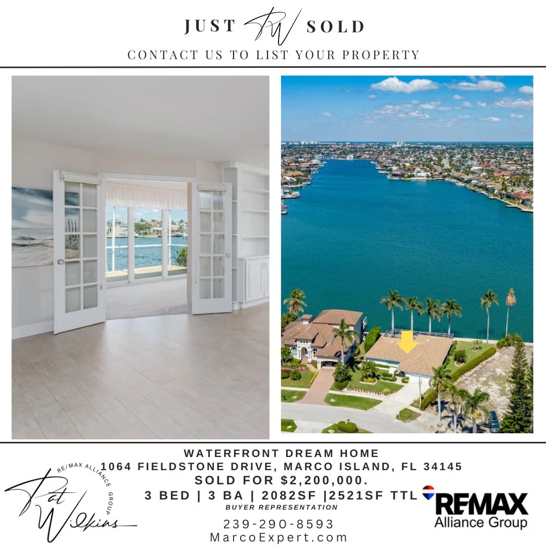 🎉 Just Sold on Marco Island!⁠
Another happy buyer represented by Pat Wilkins &mdash; securing one of the best wide-water views on the island! 💦⁠SOLD for $2,200,000⁠
This Landmark Waterway home feels like living on the water itself 🌴✨⁠
⁠
Thinking o