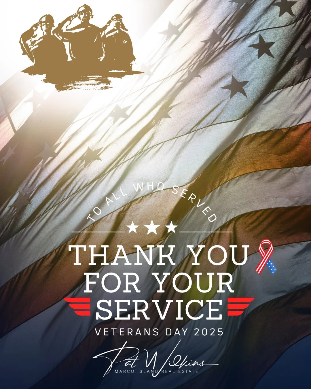 🇺🇸 Today, we pause in gratitude for the brave men and women who have served our country. Your dedication and sacrifice will always be honored.⁠
&mdash; Pat Wilkins | RE/MAX Alliance Group🌴🏡⁠
⁠
#thankyouveterans #veteransday2025 #armedservices #ve