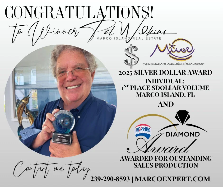#1 IN VOLUME SOLD &mdash; MARCO ISLAND⁠
MIAAOR Silver Dollar Award | 2025 Individual Top Producer⁠
⁠
Recognized as the 2025 Individual: 1st Place $Dollar Volume by the Marco Island Area Association of Realtors&reg;.⁠
AND⁠
For receiving the RE/MAX Dia