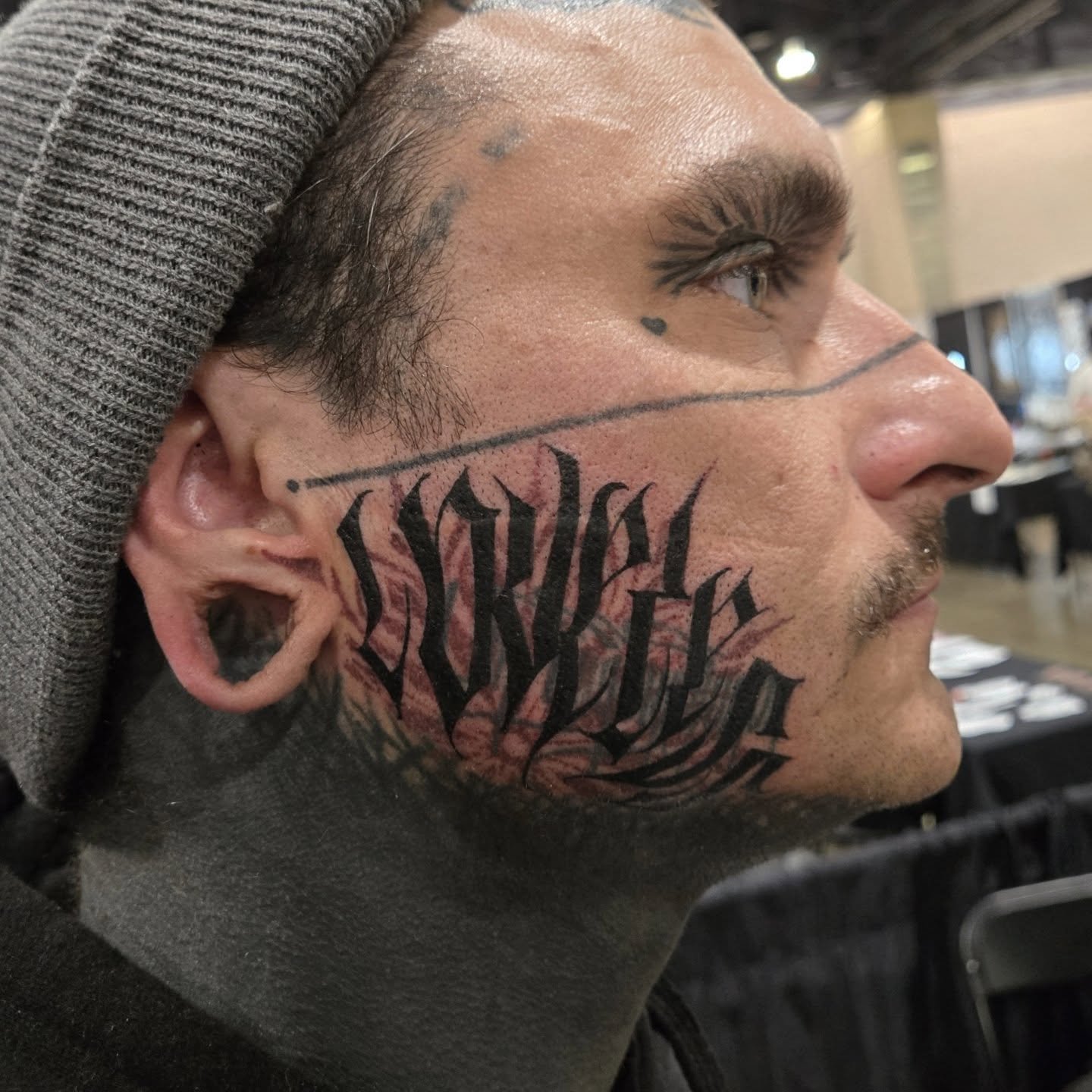 "Loveless" bastover on the face. Thanks again @good_lordy_wardy for coming through even with the storm. Cant wait to do some more for you 🤘
@philadelphiatattooartsfestival 

Im back in denver, always booking appointments dm me or email me 