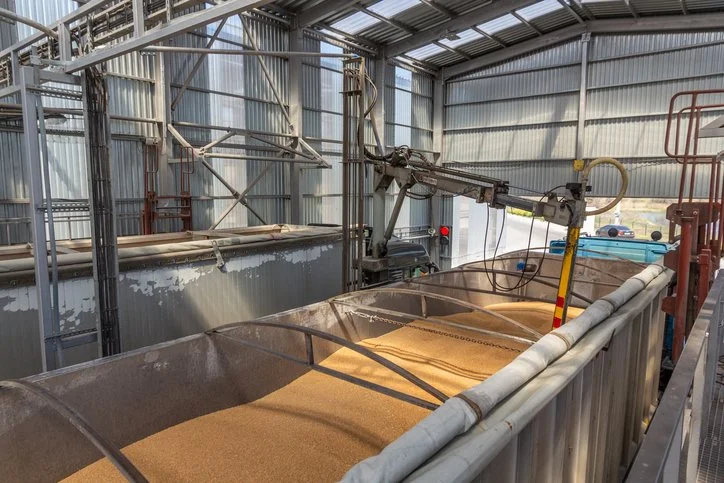 Continuous flow grain dryer facility showing consistent drying for large-scale farm operations.