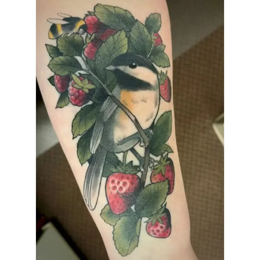Traditional Chickadee Tattoo
