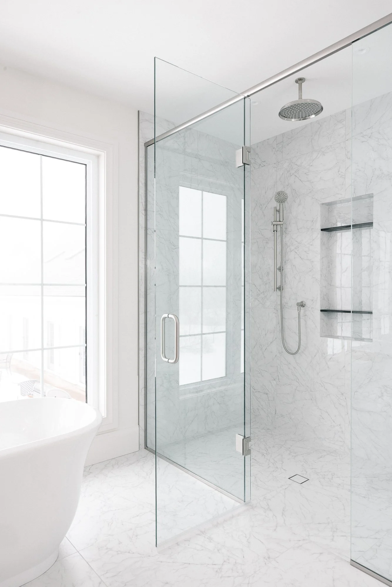 Thames Centre - Waubuno - Renovation - Elegant - Luxury - Ensuite - Custom Cabinetry - Natural Stone - Flush Shower