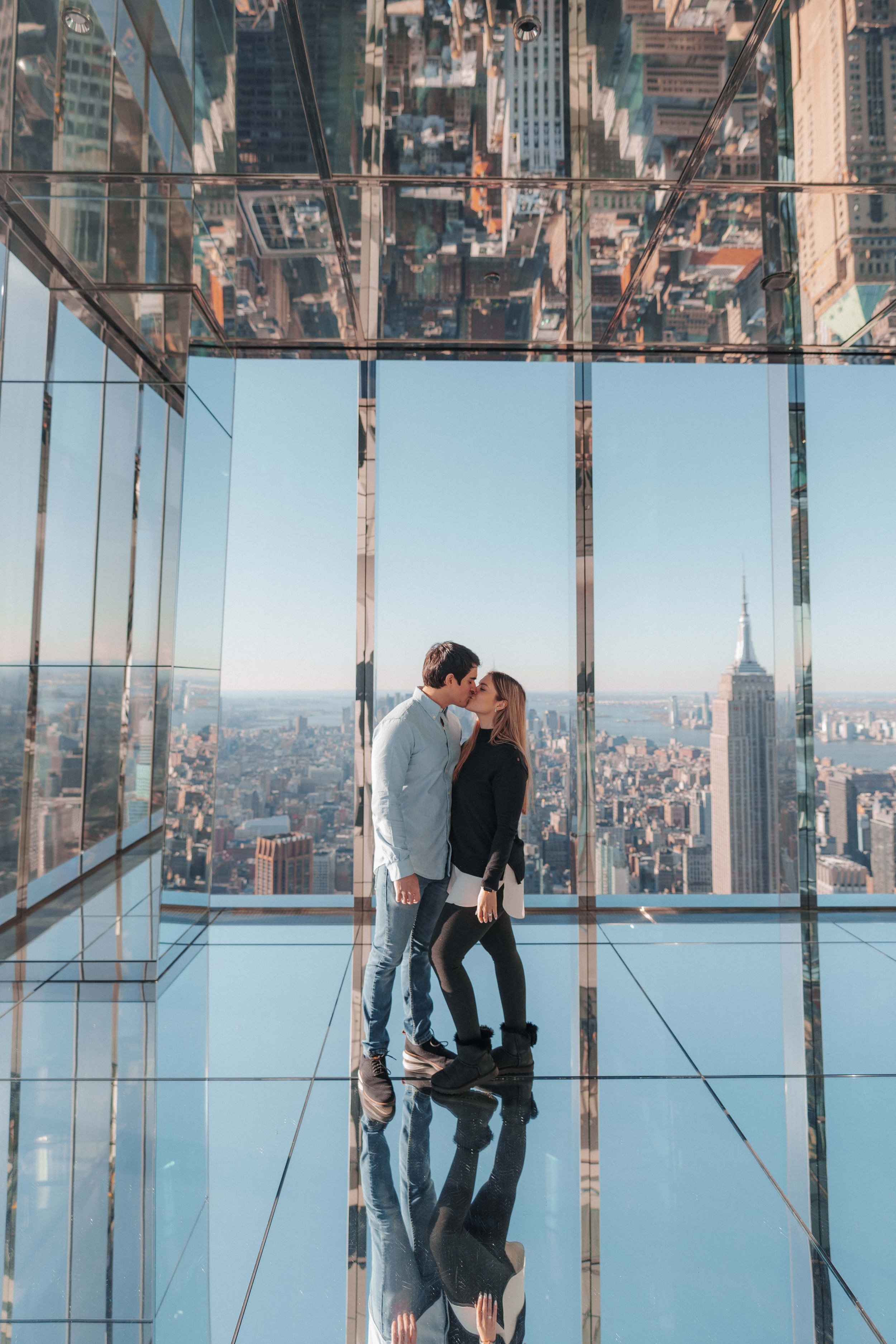 A beautiful marriage proposal and engagement photoshoot at SUMMIT One Vanderbilt in New York City captured by Matt Ritchie