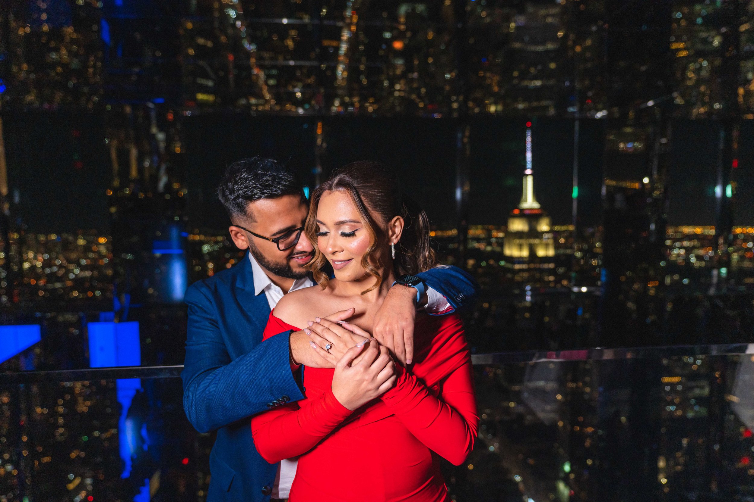 A beautiful marriage proposal and engagement photoshoot at SUMMIT One Vanderbilt in New York City captured by Matt Ritchie