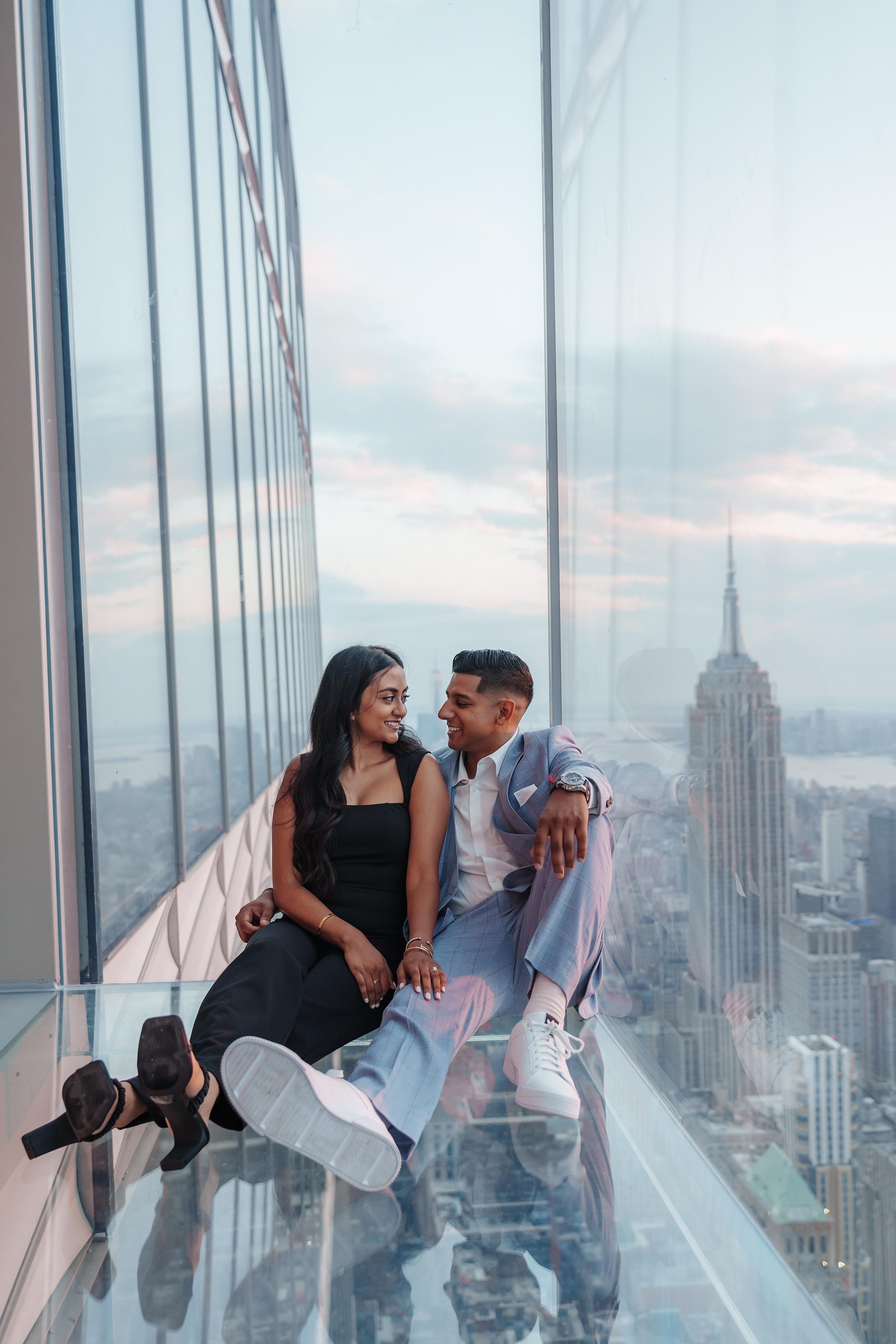 A beautiful marriage proposal and engagement photoshoot at SUMMIT One Vanderbilt in New York City captured by Matt Ritchie