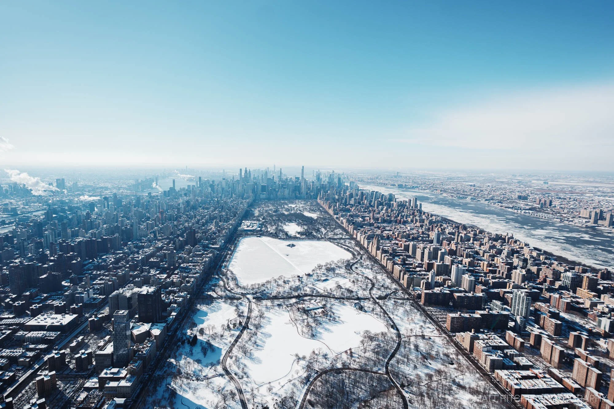 NYC Helicopter Flights After a Snowstorm: Winter Aerial Photography Over Manhattan