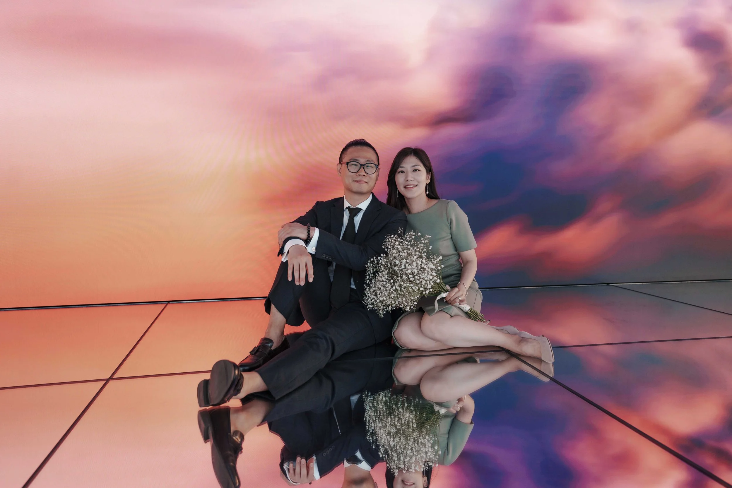 A beautiful marriage proposal and engagement photoshoot at SUMMIT One Vanderbilt in New York City captured by Matt Ritchie