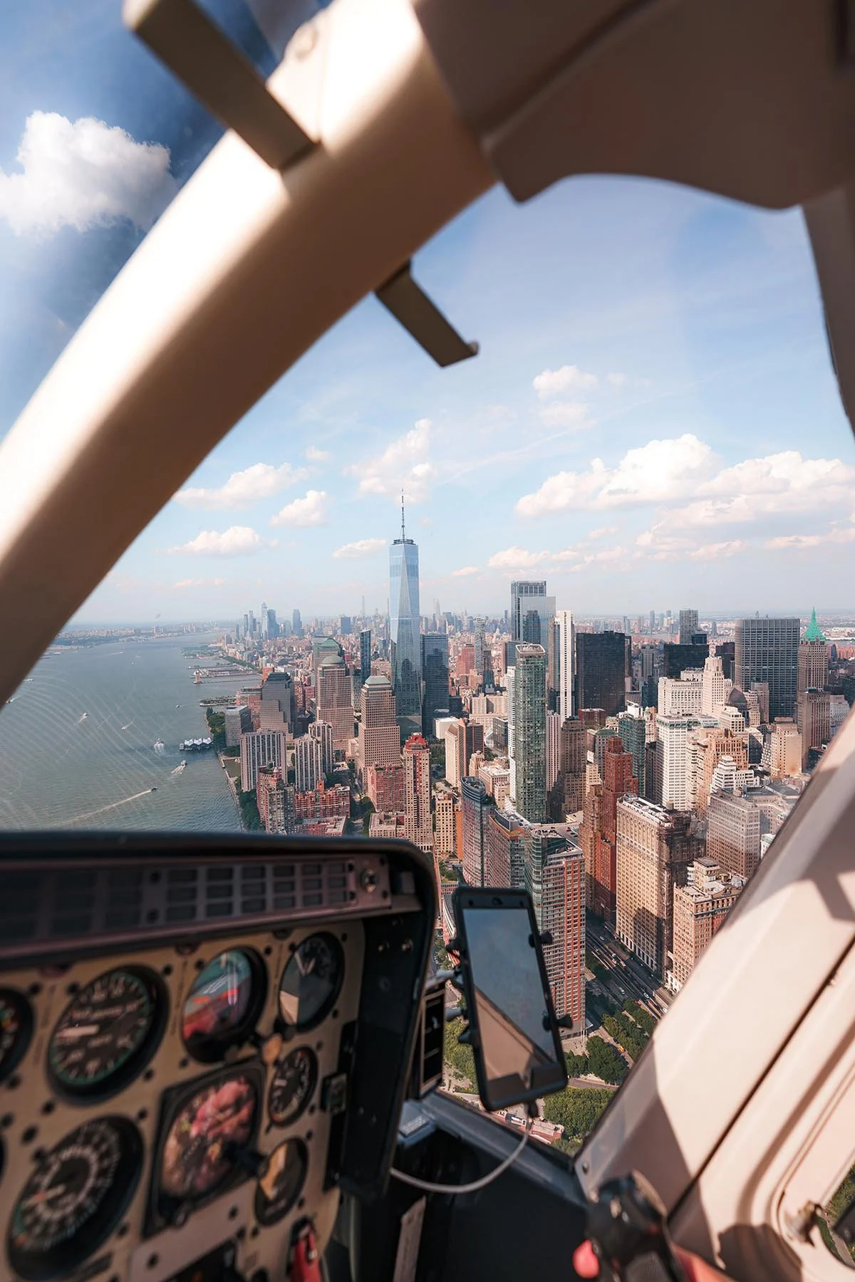 NYC Helicopter flight above lower Manhattan