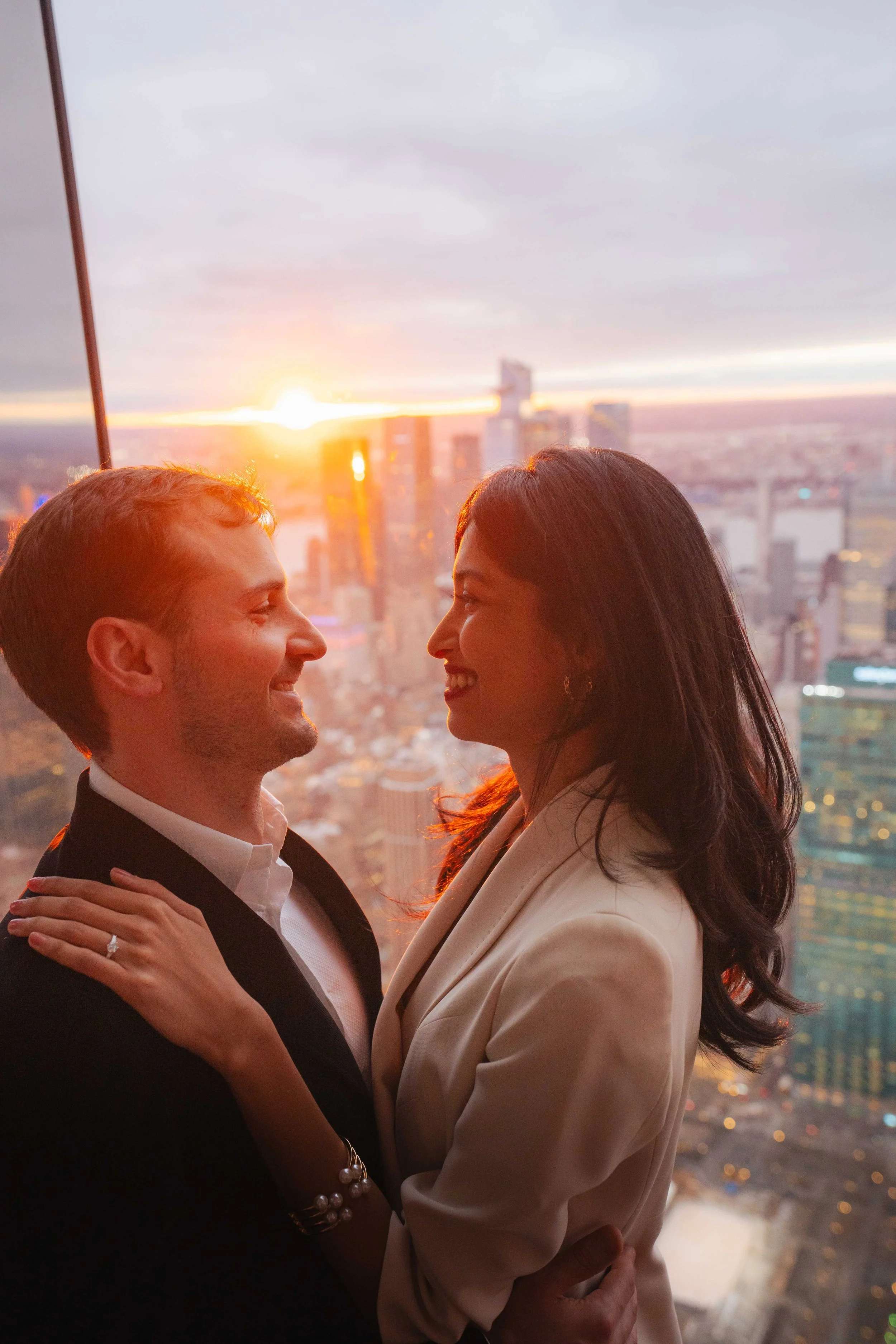 A beautiful marriage proposal and engagement photoshoot at SUMMIT One Vanderbilt in New York City captured by Matt Ritchie