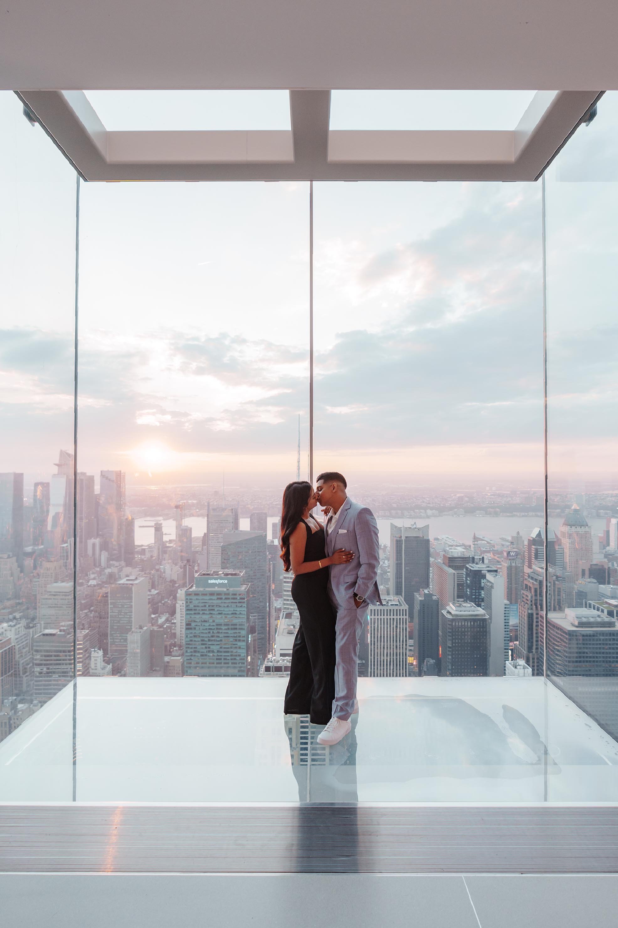 A beautiful marriage proposal and engagement photoshoot at SUMMIT One Vanderbilt in New York City captured by Matt Ritchie