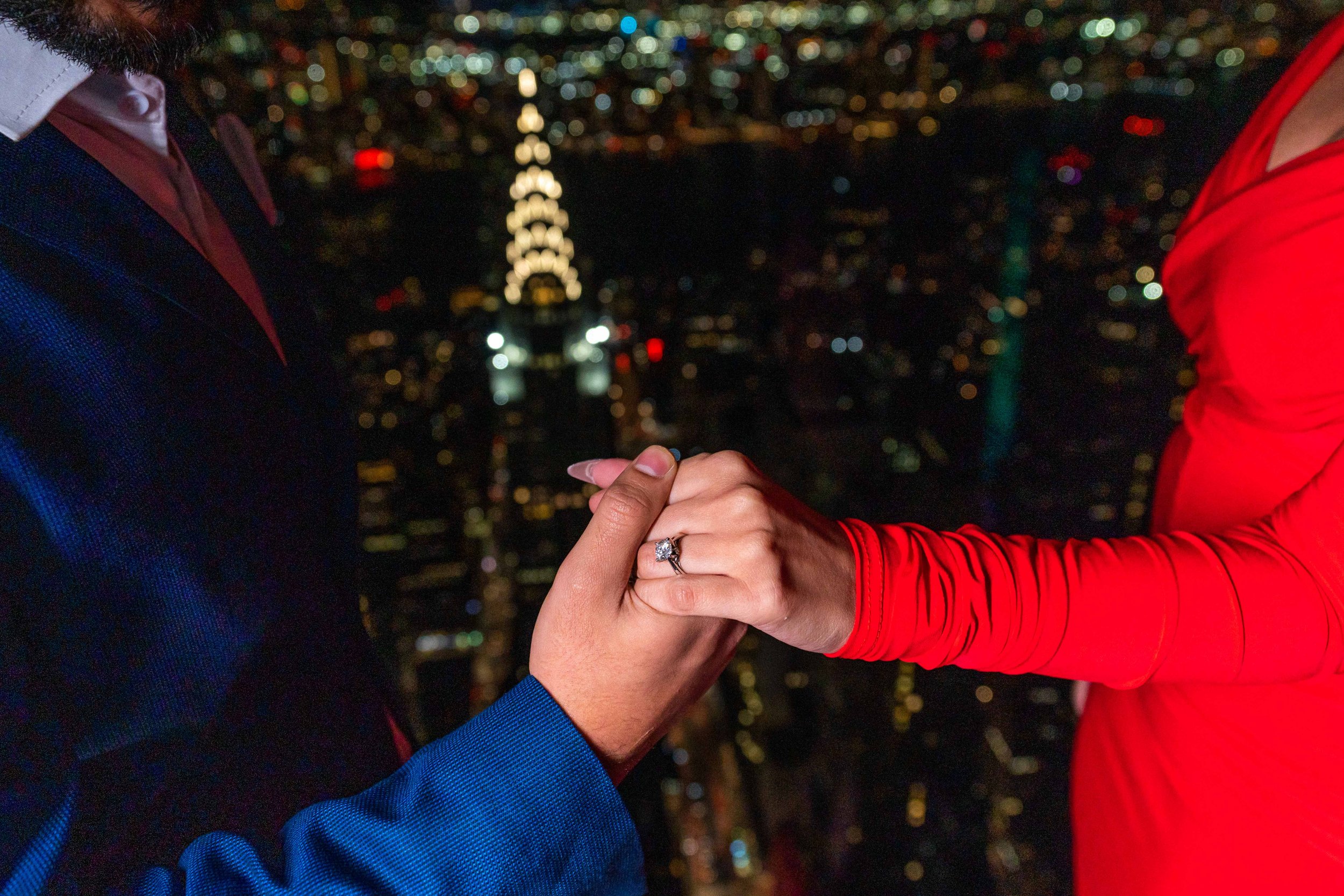 A beautiful marriage proposal and engagement photoshoot at SUMMIT One Vanderbilt in New York City captured by Matt Ritchie