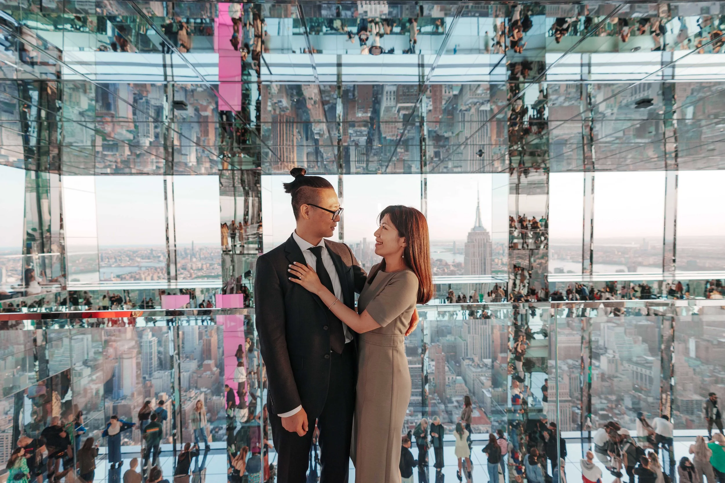 A beautiful marriage proposal and engagement photoshoot at SUMMIT One Vanderbilt in New York City captured by Matt Ritchie