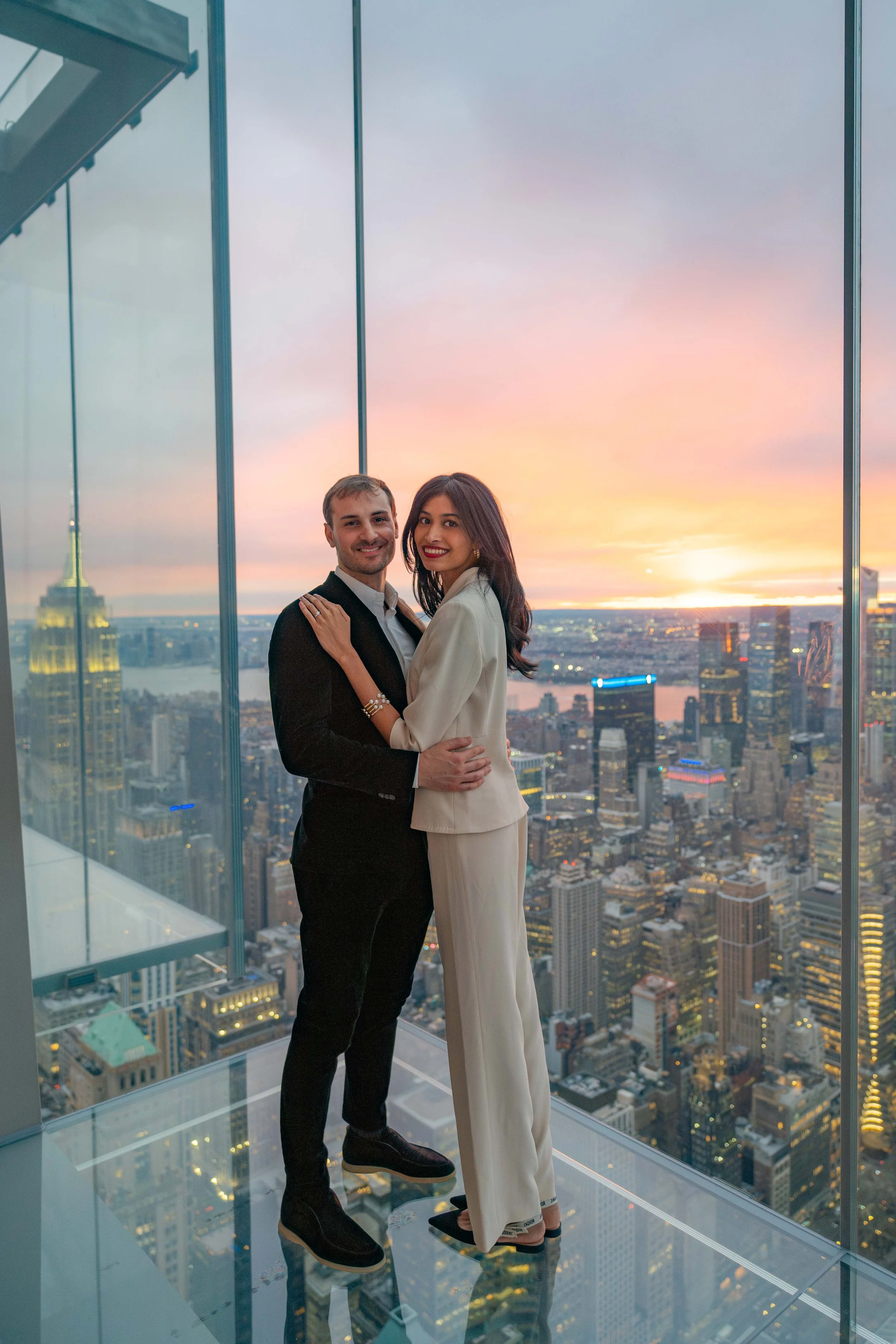 A beautiful marriage proposal and engagement photoshoot at SUMMIT One Vanderbilt in New York City captured by Matt Ritchie