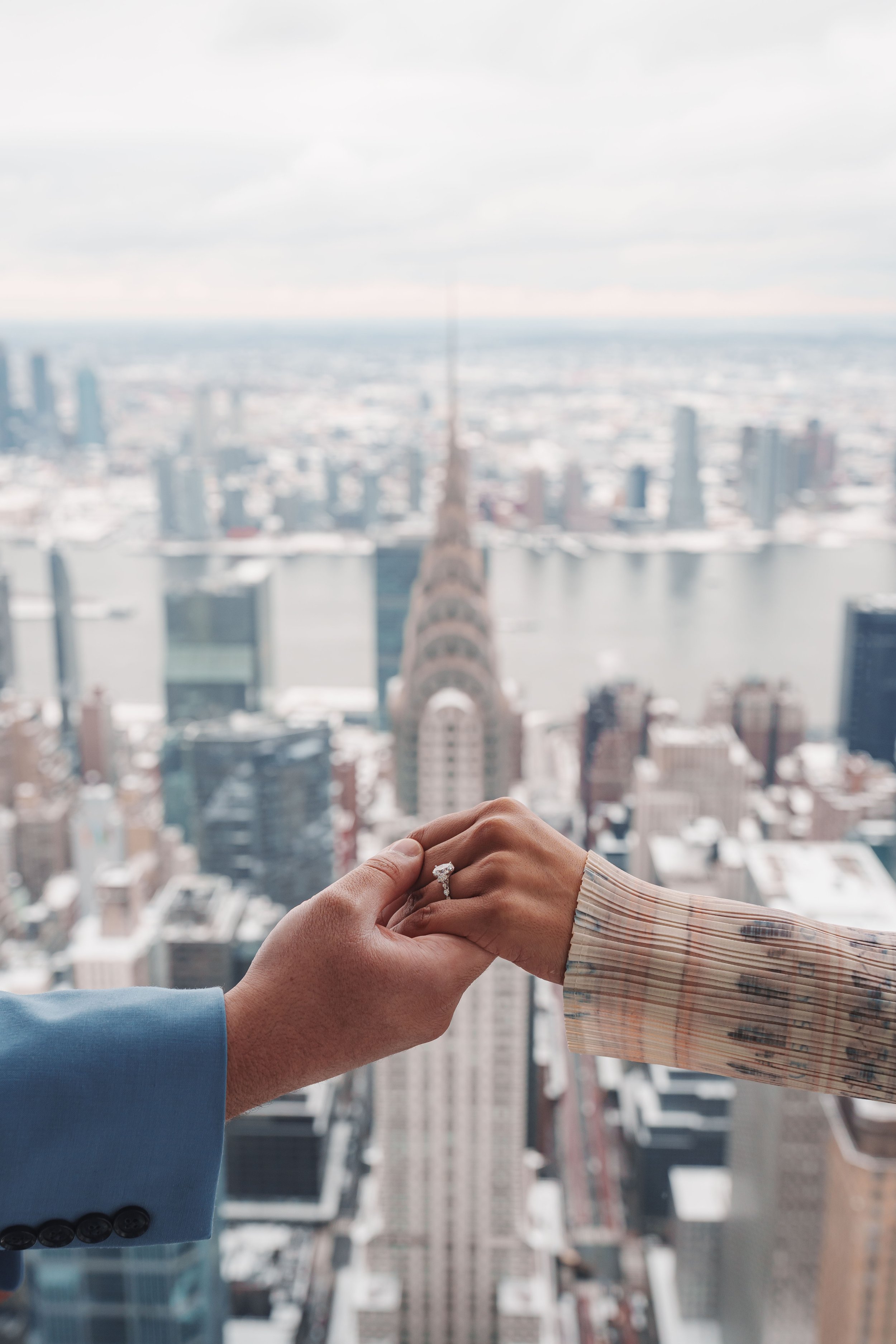 A beautiful marriage proposal and engagement photoshoot at SUMMIT One Vanderbilt in New York City captured by Matt Ritchie