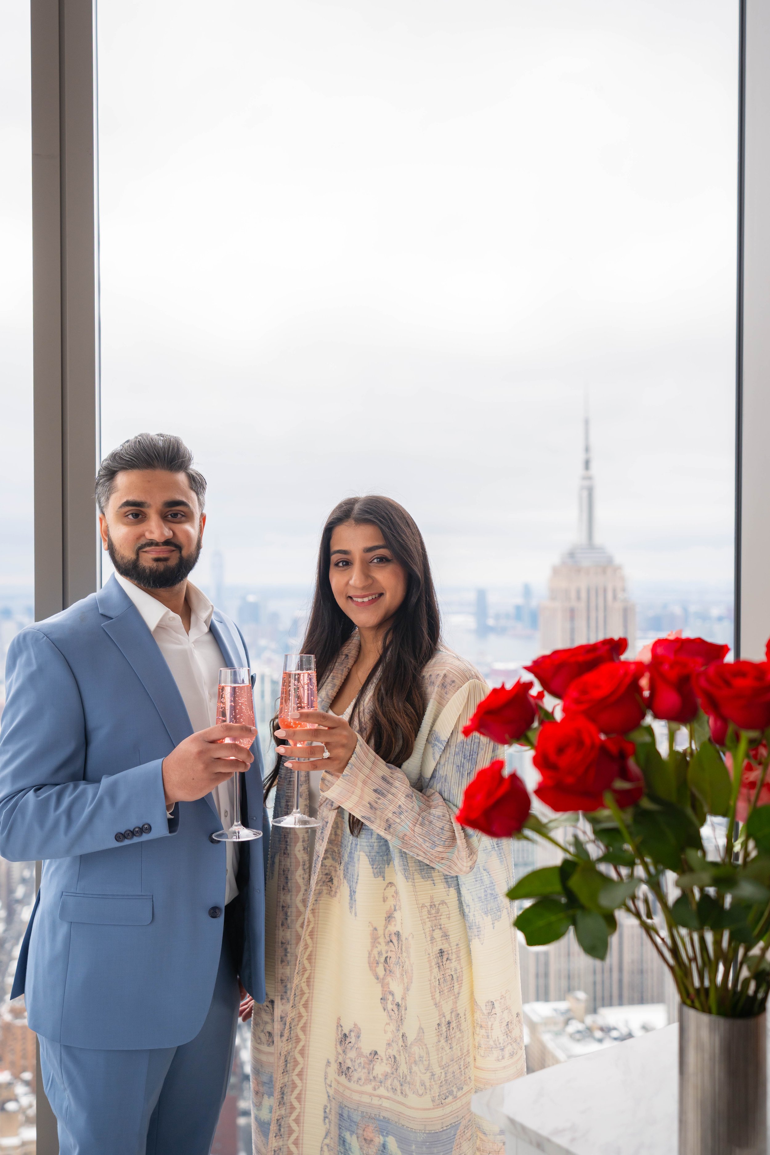 A beautiful marriage proposal and engagement photoshoot at SUMMIT One Vanderbilt in New York City captured by Matt Ritchie
