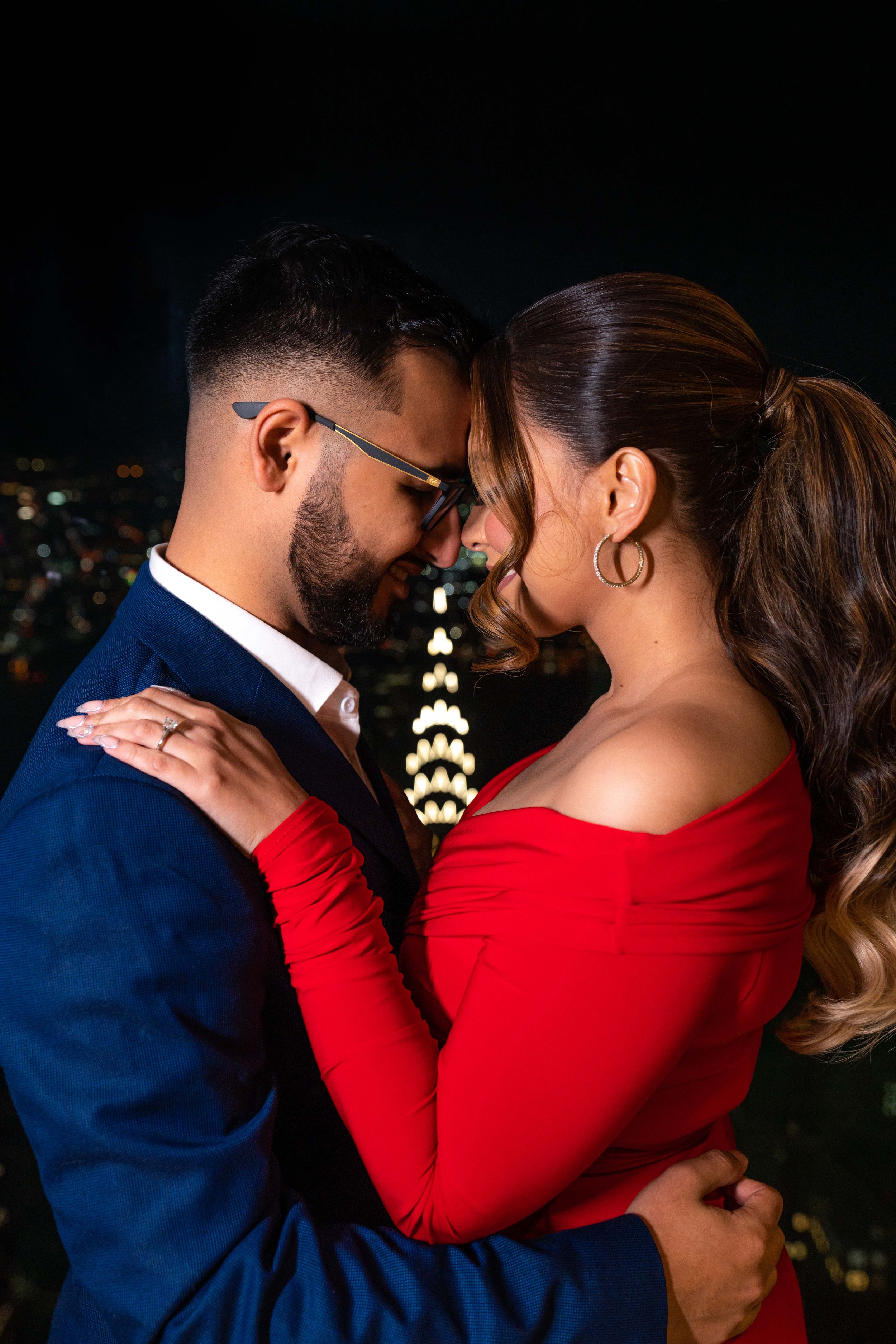 A beautiful marriage proposal and engagement photoshoot at SUMMIT One Vanderbilt in New York City captured by Matt Ritchie