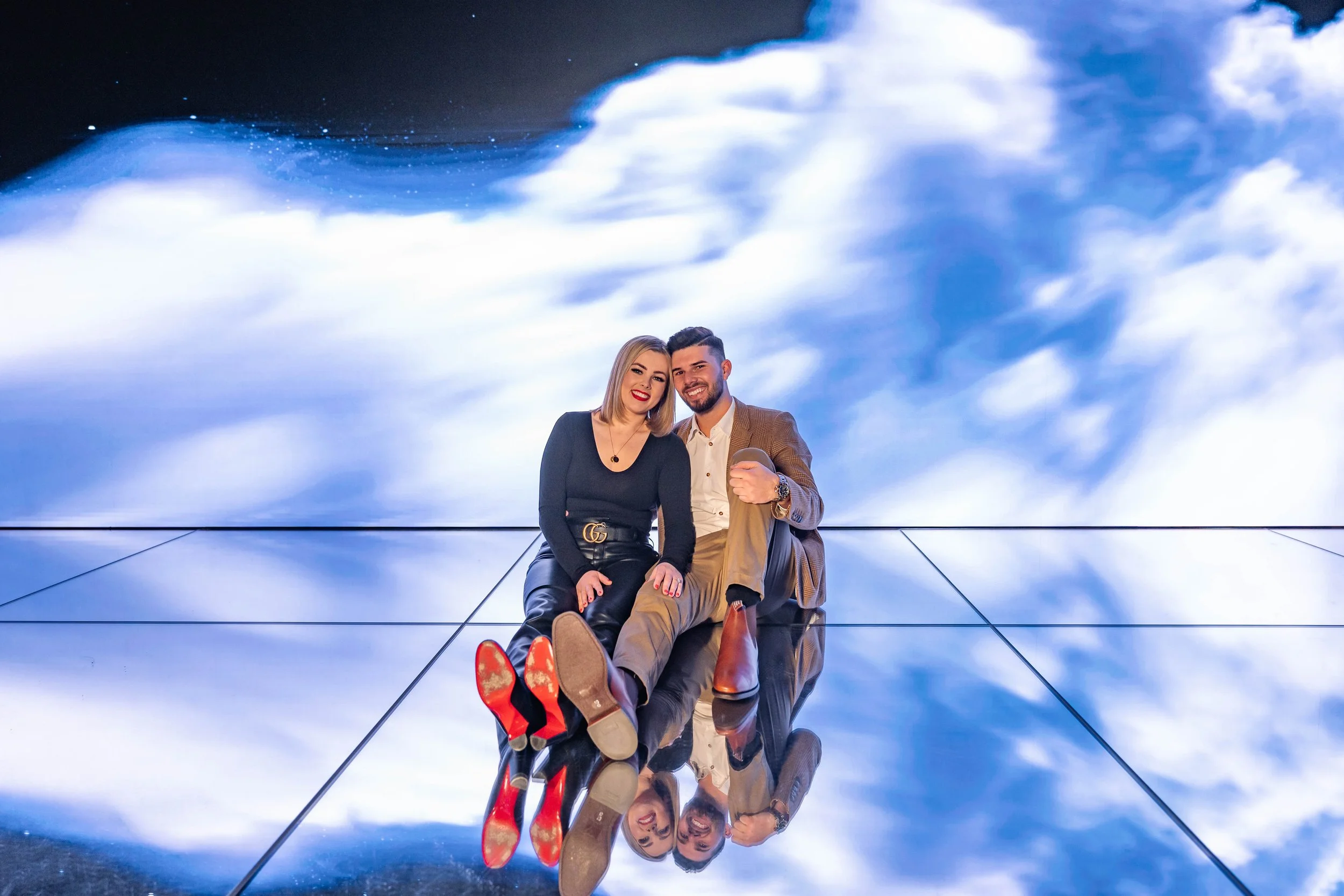 A beautiful marriage proposal and engagement photoshoot at SUMMIT One Vanderbilt in New York City captured by Matt Ritchie
