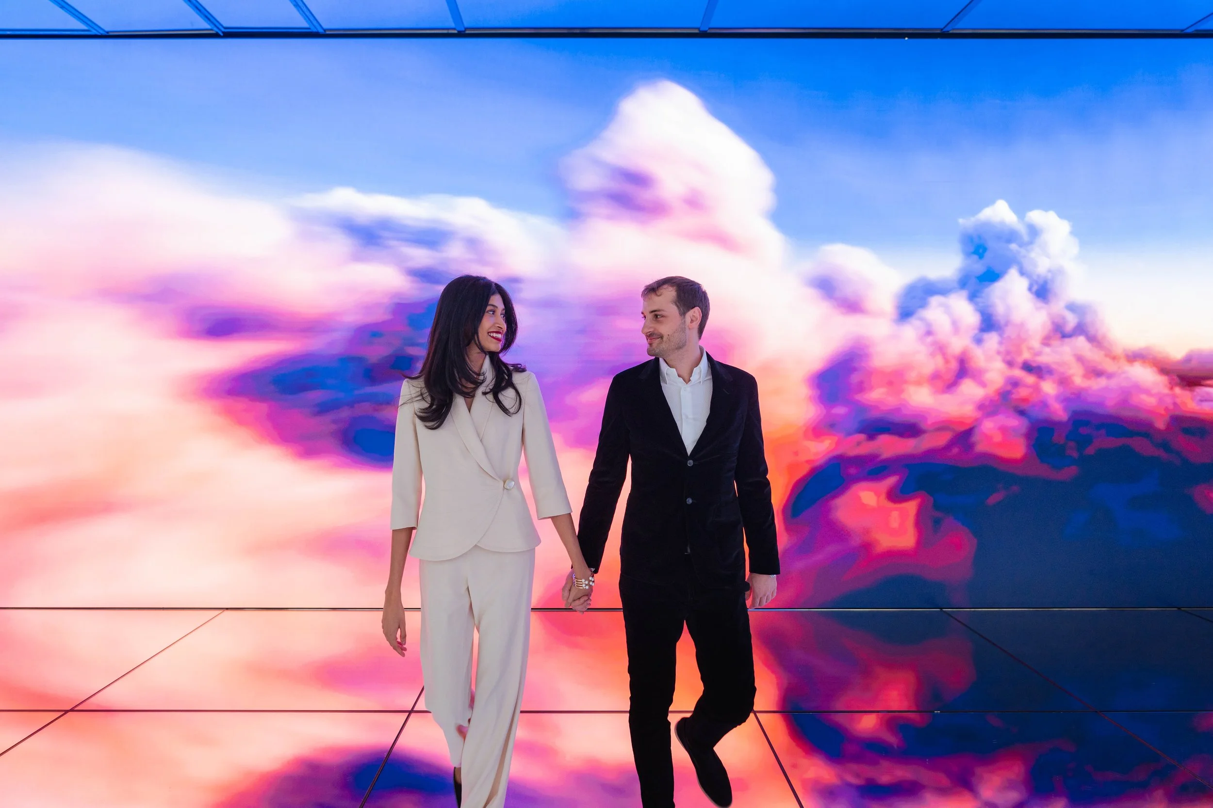 A beautiful marriage proposal and engagement photoshoot at SUMMIT One Vanderbilt in New York City captured by Matt Ritchie