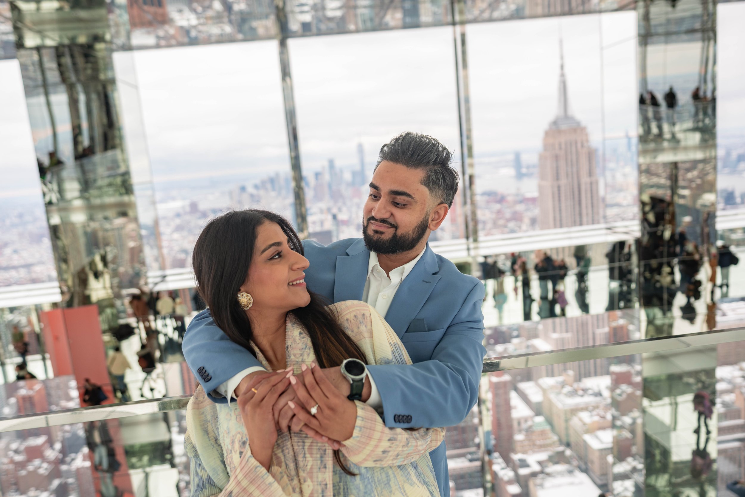 A beautiful marriage proposal and engagement photoshoot at SUMMIT One Vanderbilt in New York City captured by Matt Ritchie