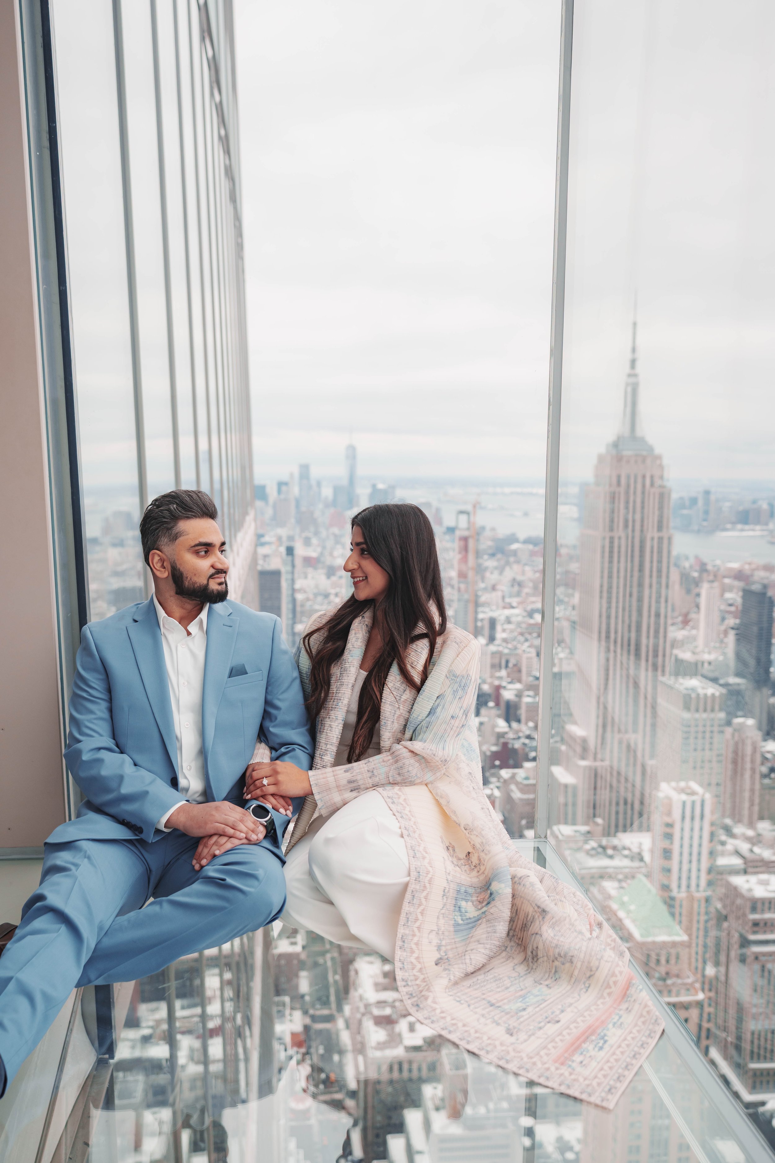 A beautiful marriage proposal and engagement photoshoot at SUMMIT One Vanderbilt in New York City captured by Matt Ritchie