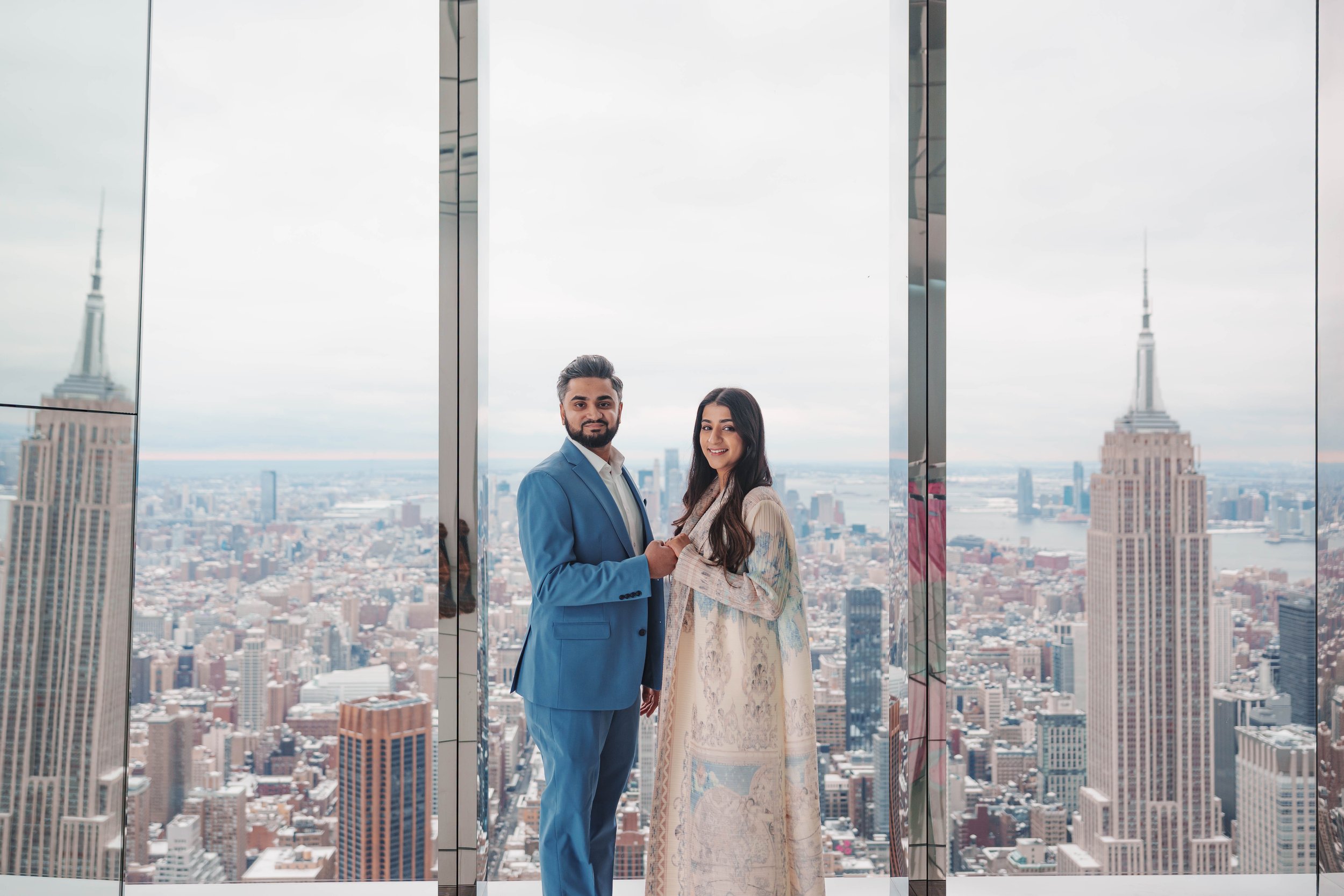 A beautiful marriage proposal and engagement photoshoot at SUMMIT One Vanderbilt in New York City captured by Matt Ritchie