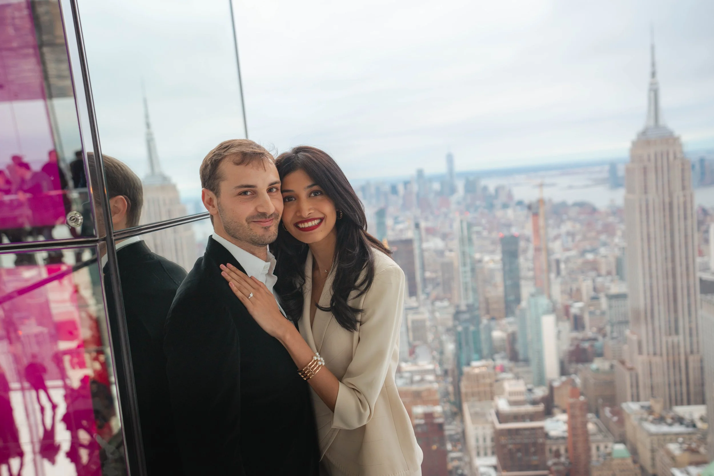 A beautiful marriage proposal and engagement photoshoot at SUMMIT One Vanderbilt in New York City captured by Matt Ritchie