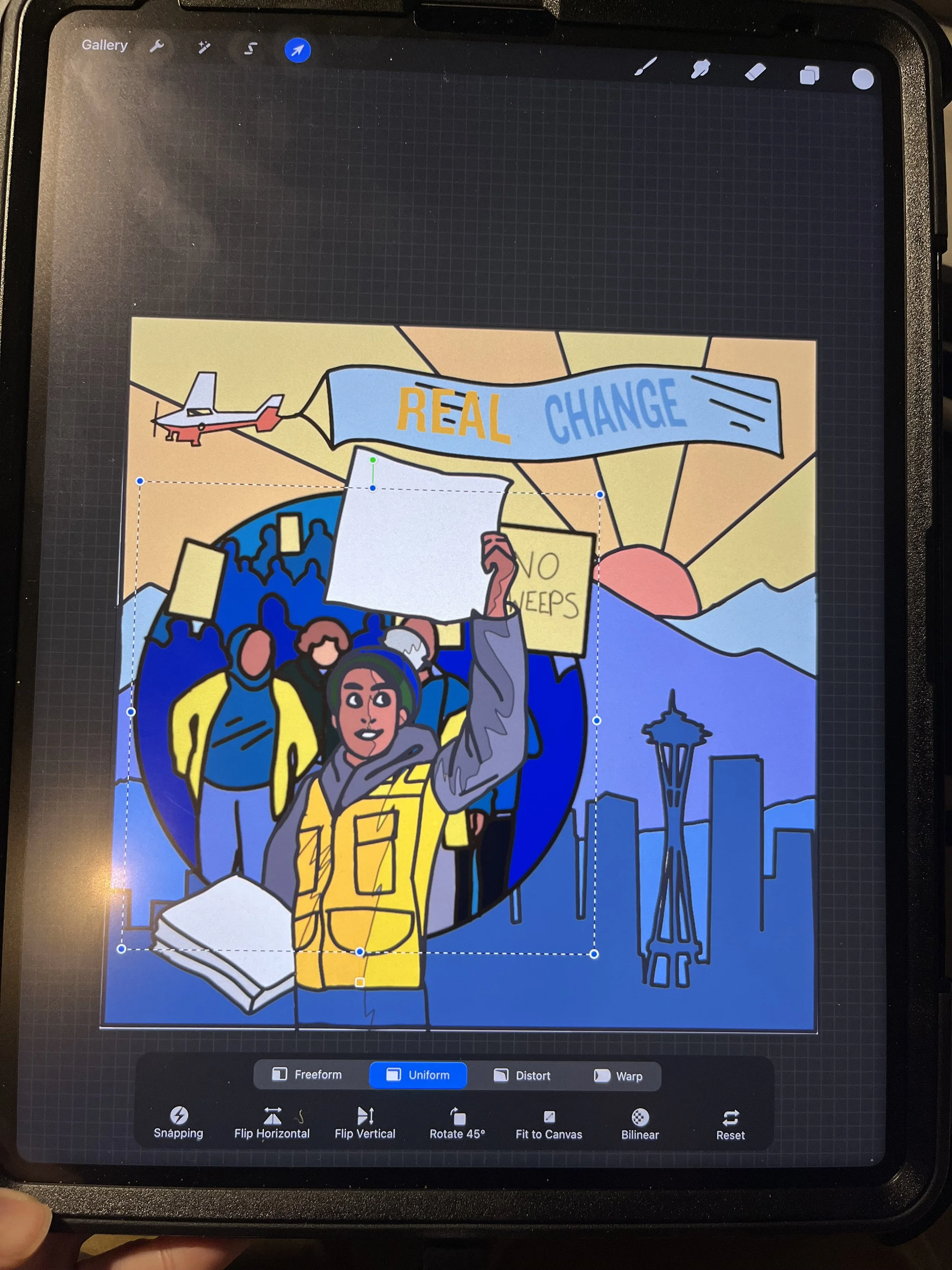 Asynchronous designing based on Real Change News and kids' workshop