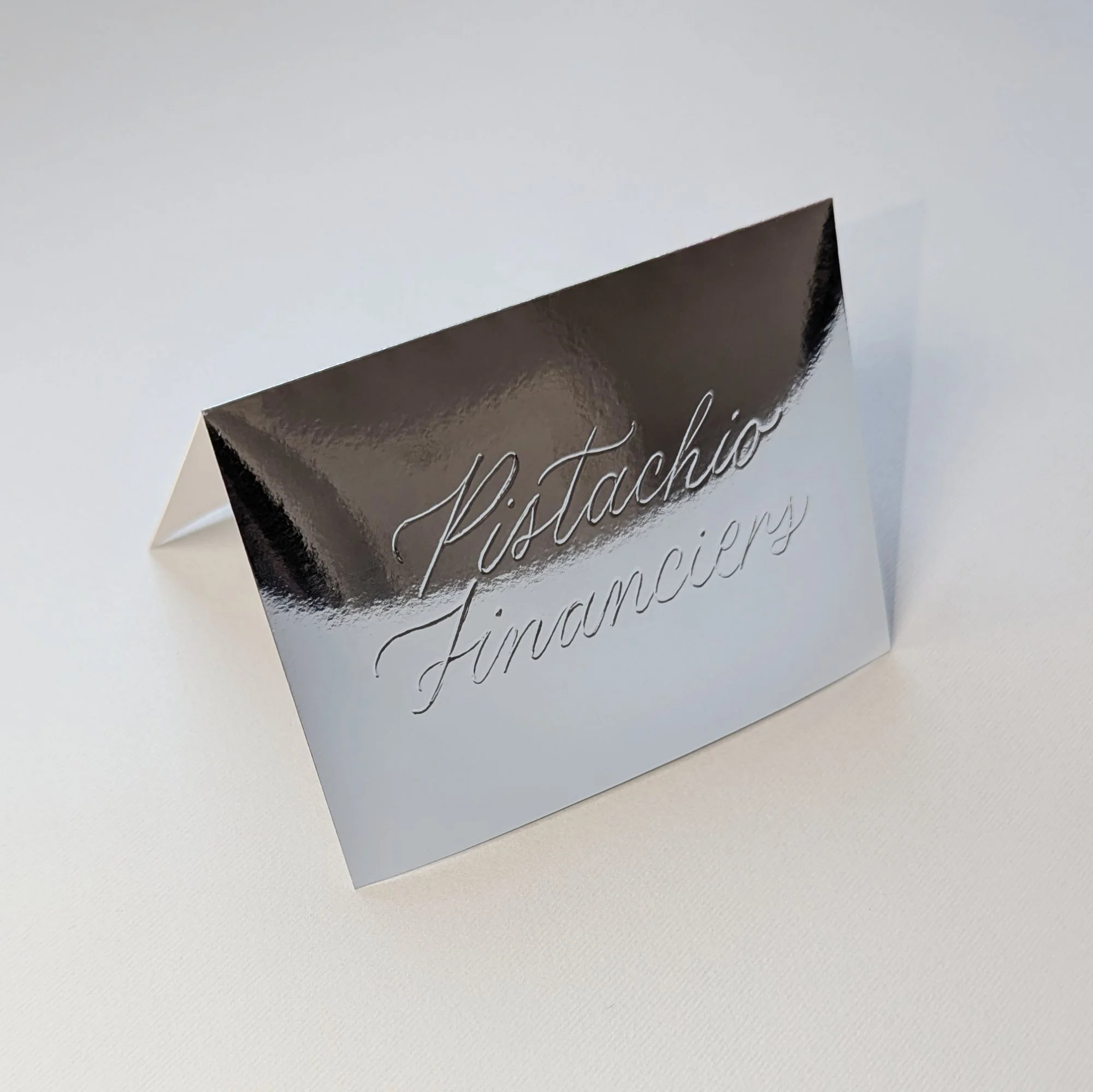 Hand Debossed Chrome Place Card, Buffet Card | Full Name, 2–4 words