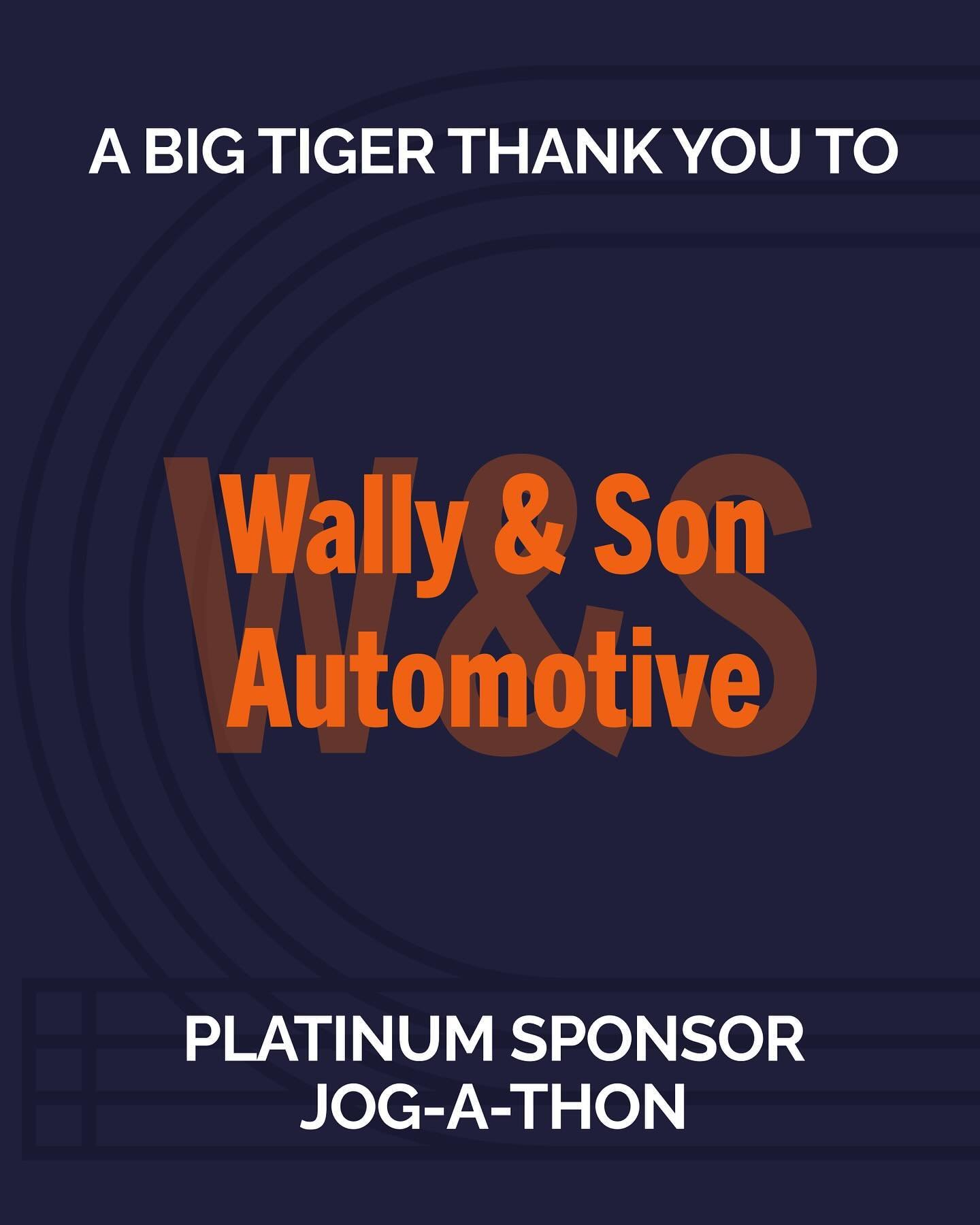 Jog-A-Thon is coming soon (next Friday) and we're thanking our amazing sponsors. Thank you to @wallyandsonauto our first platinum sponsor. 

Keep an eye out for Pledgestar details coming later this week.