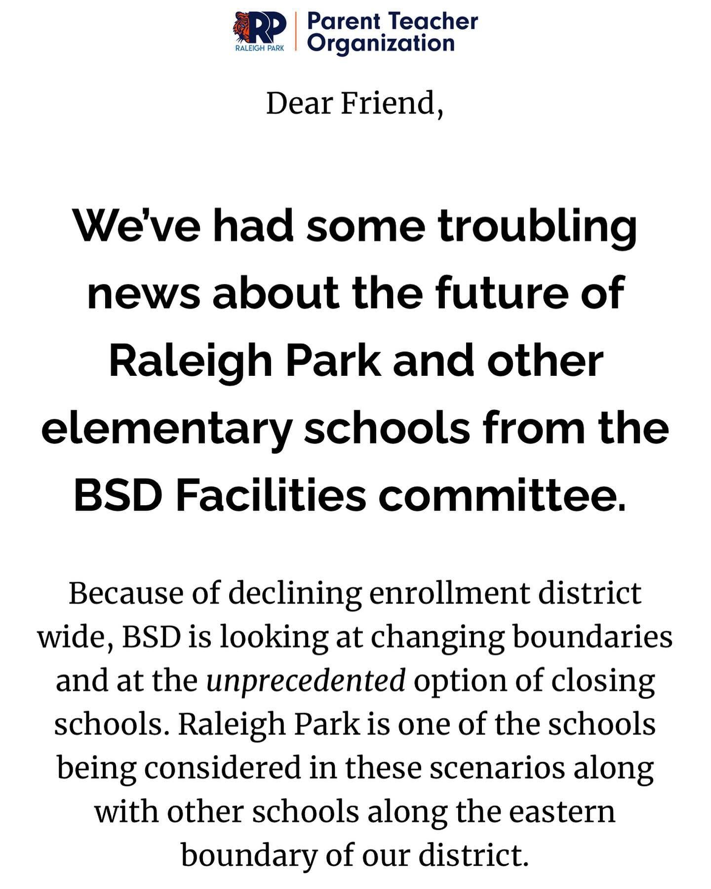 We want to fill the cafeteria to visually show the impact and support for Raleigh Park Elementary School. All community members are welcome to attend, not just current families, and we encourage you all to attend in person.

QA with BSD Facilities Re