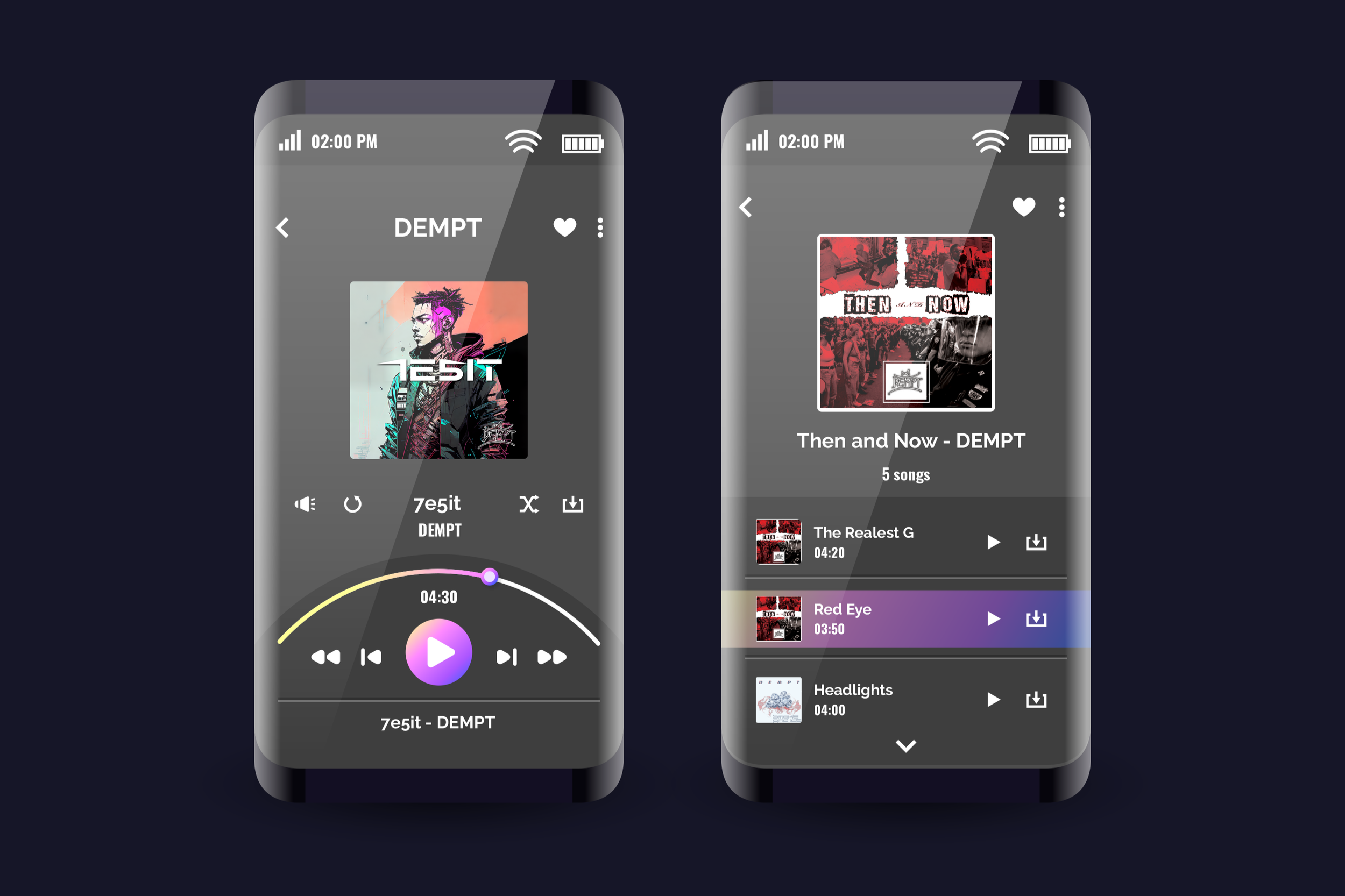 Vibrant and captivating digital album artwork designed for DEMPT records, ideal for making a striking impression on Apple Music. This artwork beautifully encapsulates the essence of the music, featuring bold colors, intricate designs, and an eye-catc