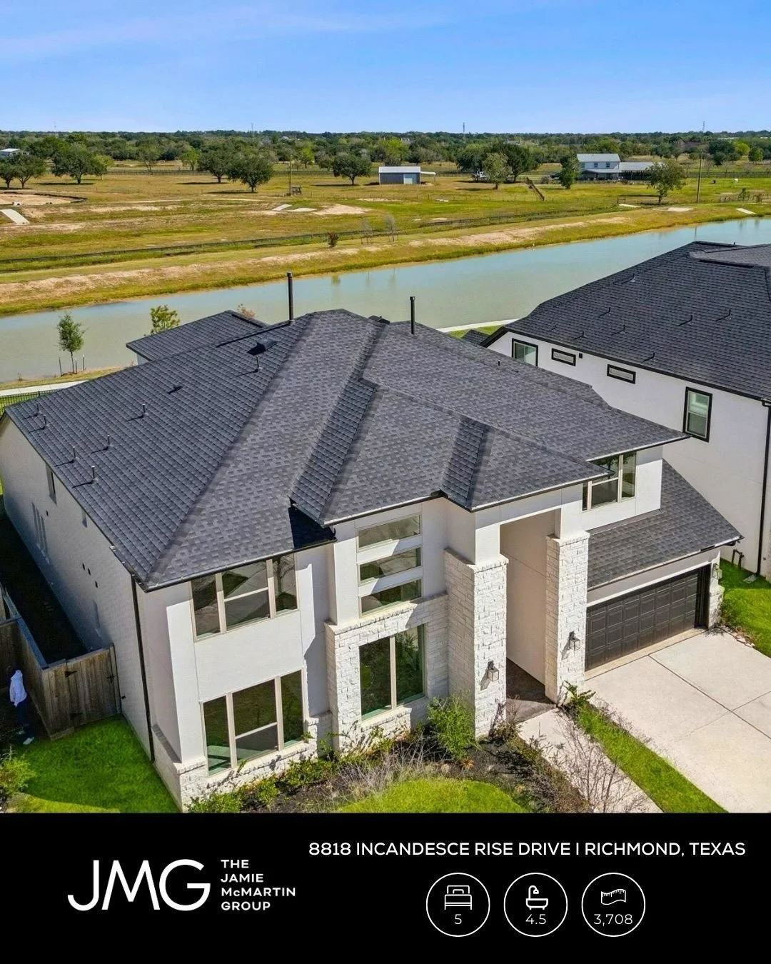 Wake up to lake views in this nearly new Westin home in Candela 🌅 A rare water lot, 5 bedrooms, 4.5 baths, and modern design in the heart of Richmond, TX.

From the quartz island kitchen to soaring ceilings and sun-filled spaces, 8818 Incandesce Ris
