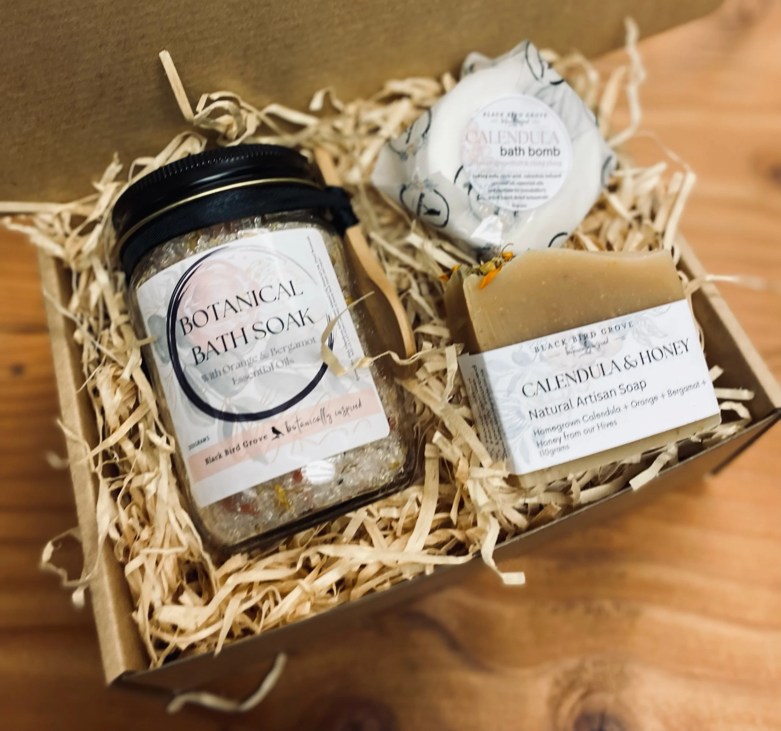 cheap gift box, gift for under 35, bath soak, soap, bath bomb