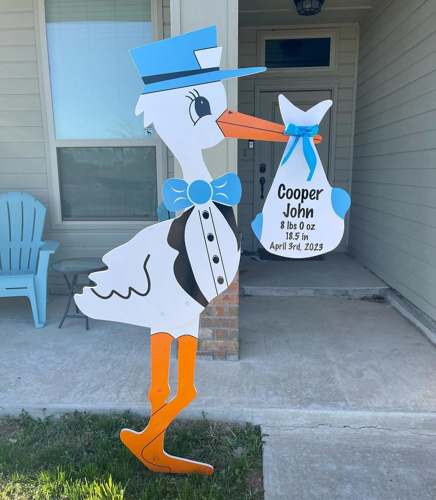 Our first April baby has landed! Welcome home, Cooper John! 💙#normanstorkco