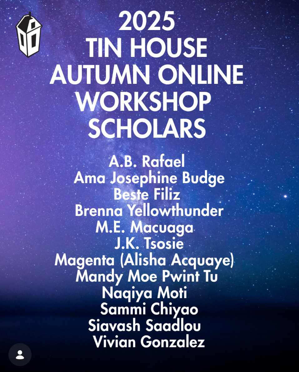 2025 Tin House Autumn Online Workshop Scholar