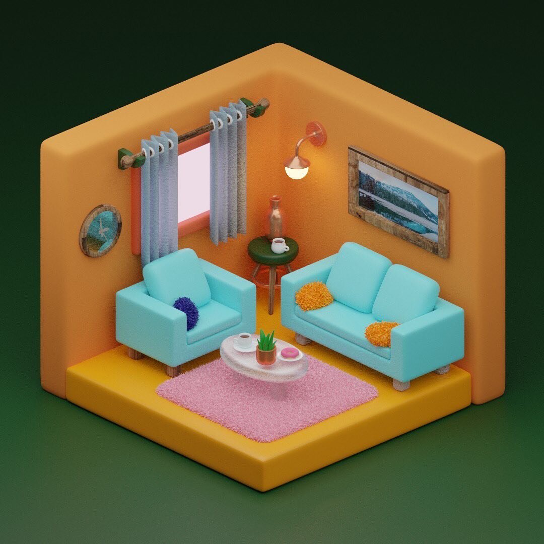 A little #isometric #3dart ☕️ with help from @3dgreenhorn . Thank you for your tutorials !
.
.
#blender #isometricroom #3d #blendercommunity
