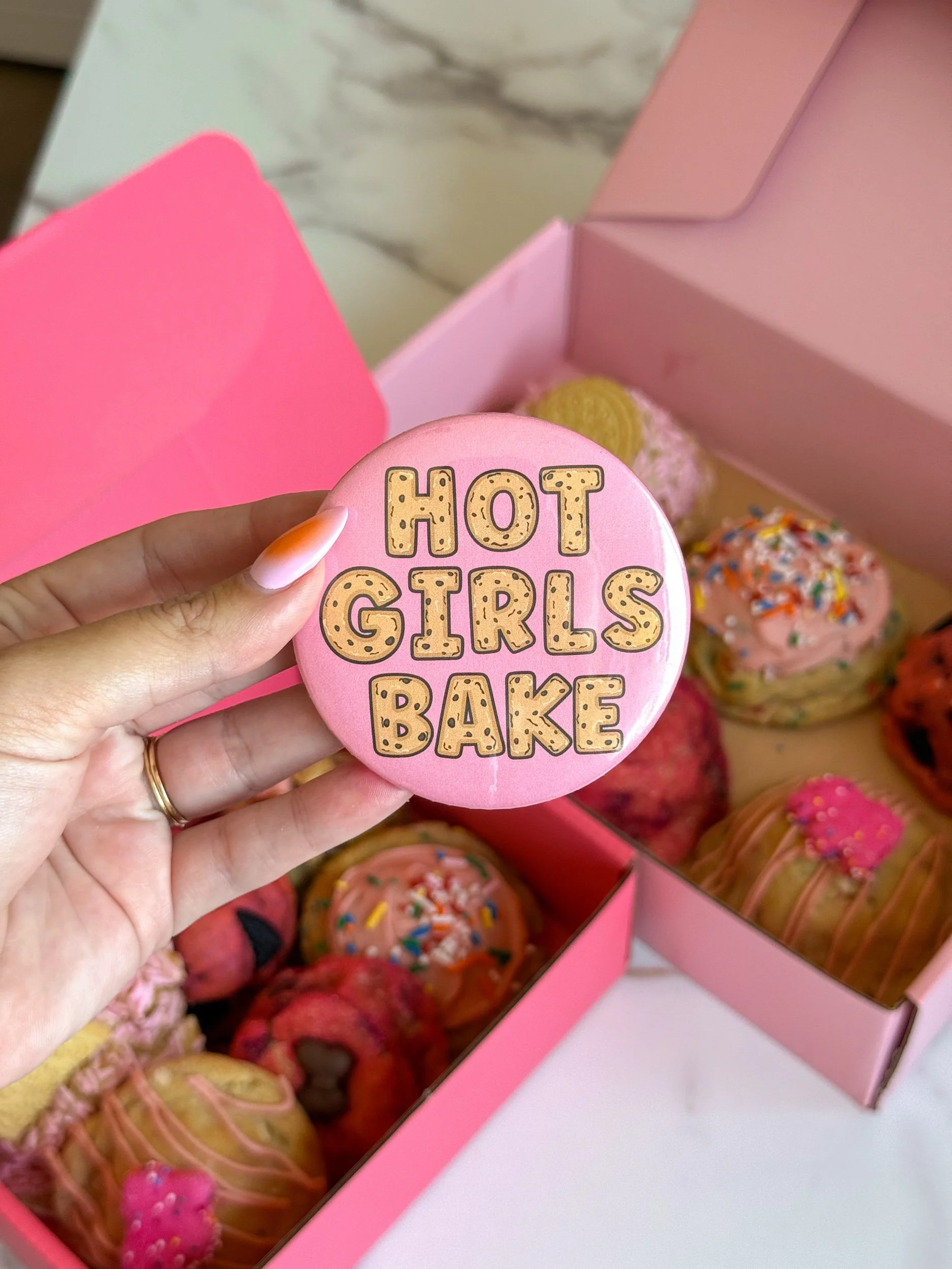 Ash's Bakeshop Button- Hot Girls Bake