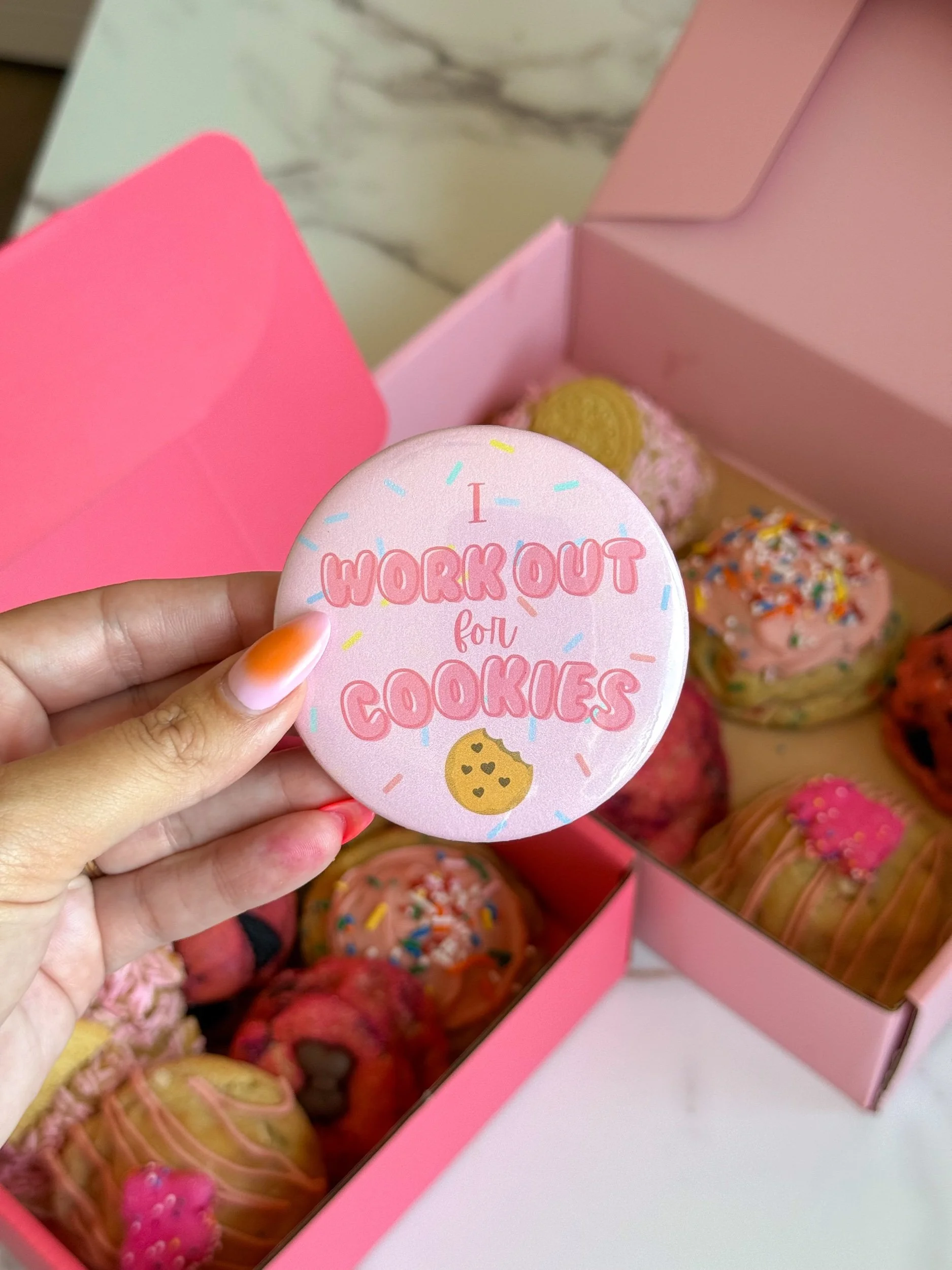 Ash's Bakeshop Button- Work Out