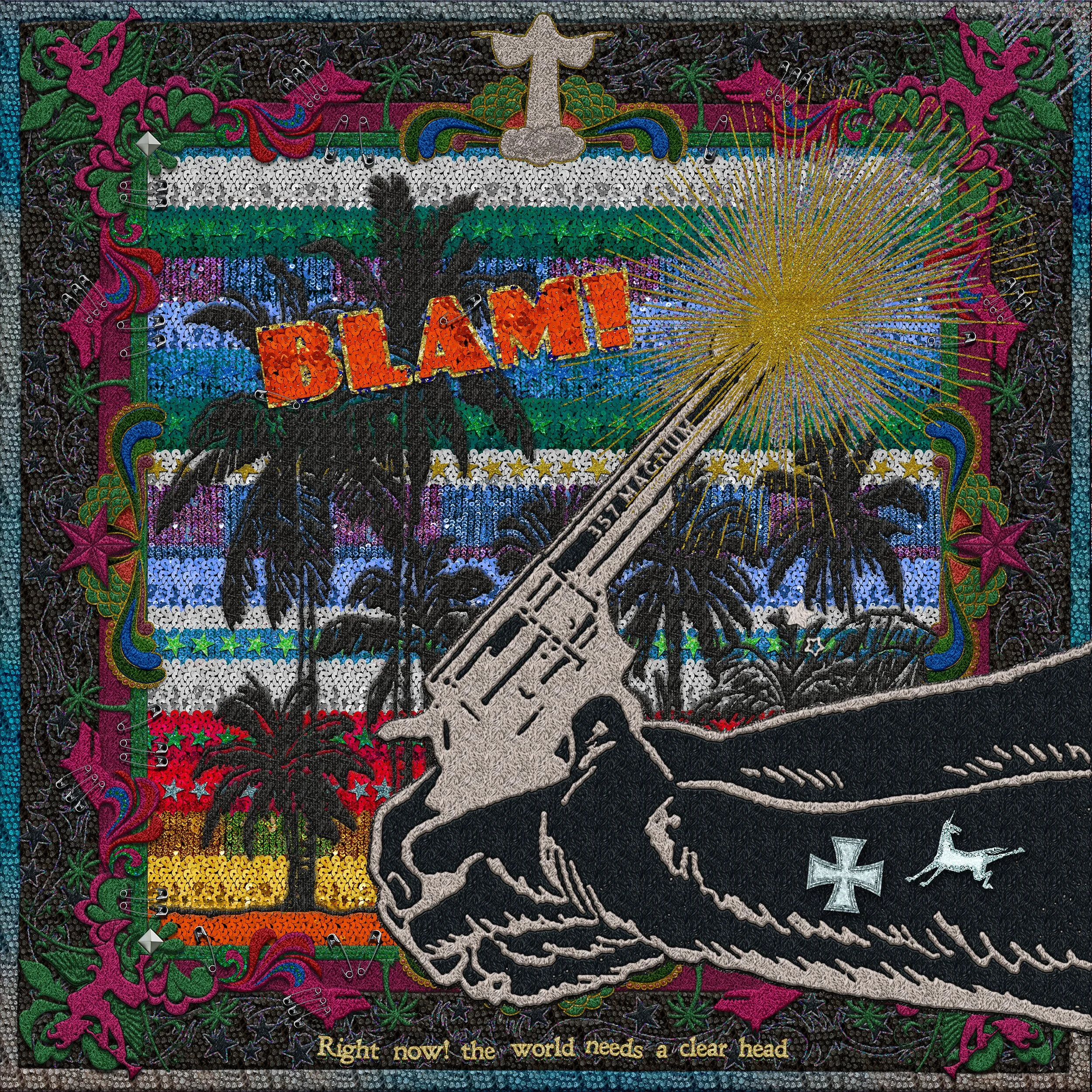 Clear Head, 2025
Digital Tapestry, Photoshop
76x76 cm Inkjet on canvas 