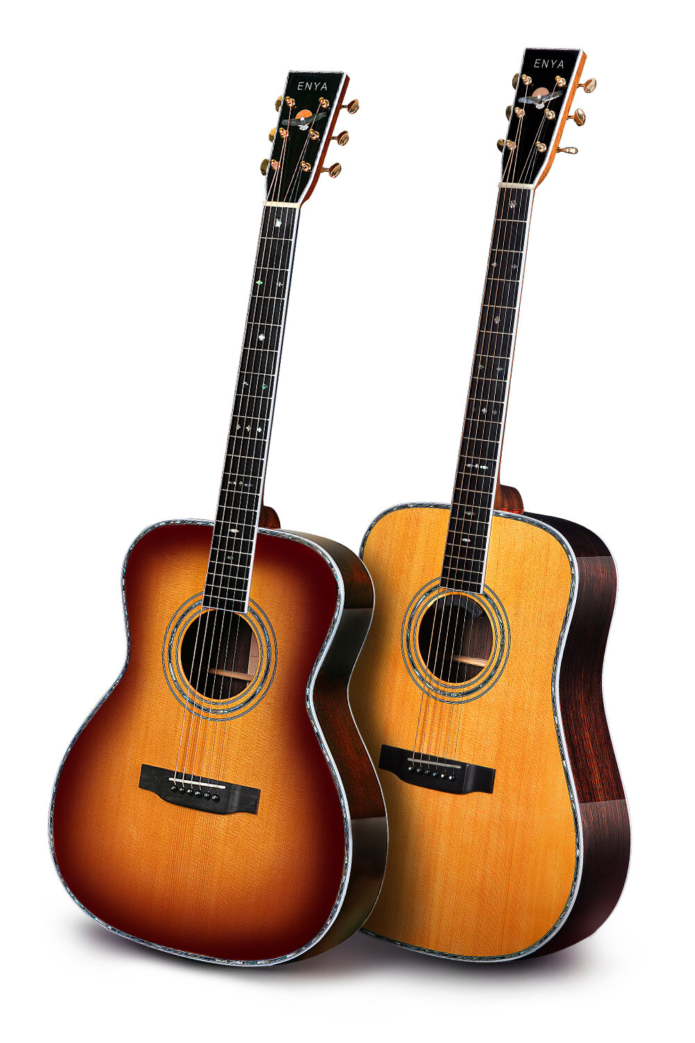 Two colors are available! - ENYA T10s provides you with 41-inch OM and Dreadnought body. With natural and a new sunset burst color to bring you the classic color option.Provide more choices for your different visual preferences!