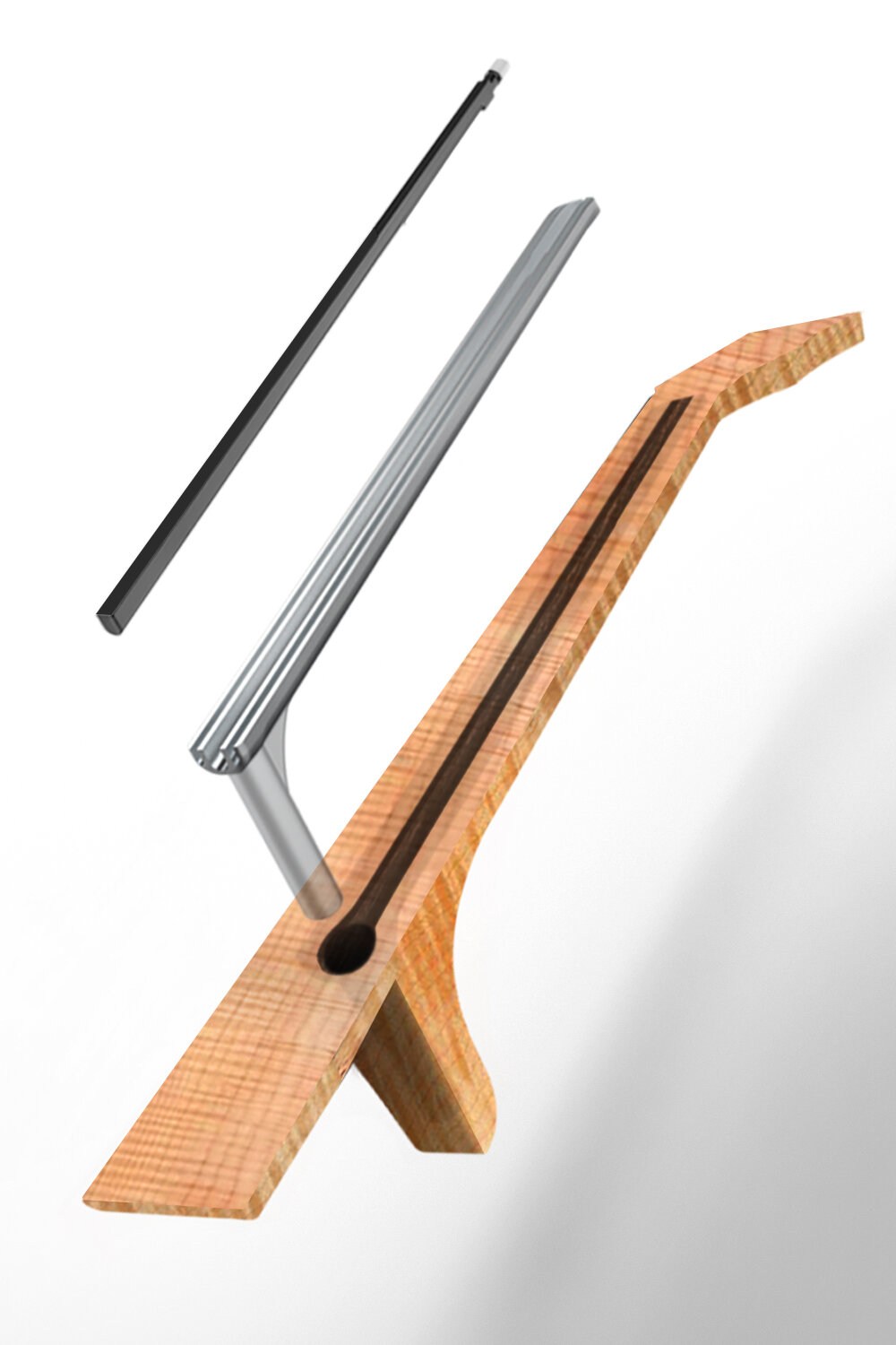 Aluminum core reinforced flame maple neck - Aluminum alloy added as reinforced structure to the neck with excellent conductivity and high strength.The bending strength of Enya neck is double compared to ordinary mahogany neck.Sound transmission much better！