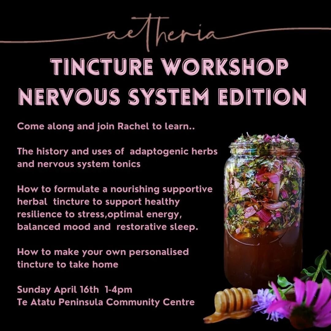 Herbal Tincture Making Workshop🧚&zwj;♀️

Come along to my herbal tincture making workshop on Sunday April 16th from 1pm - 4pm. 

This workshop will focus on herbs to help support stress resilience, energy, mood and sleep. I will give you the history