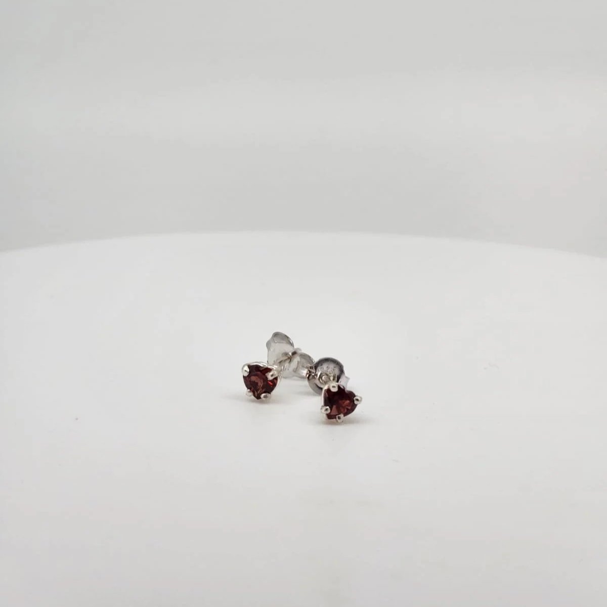 Garnet Heart Studs