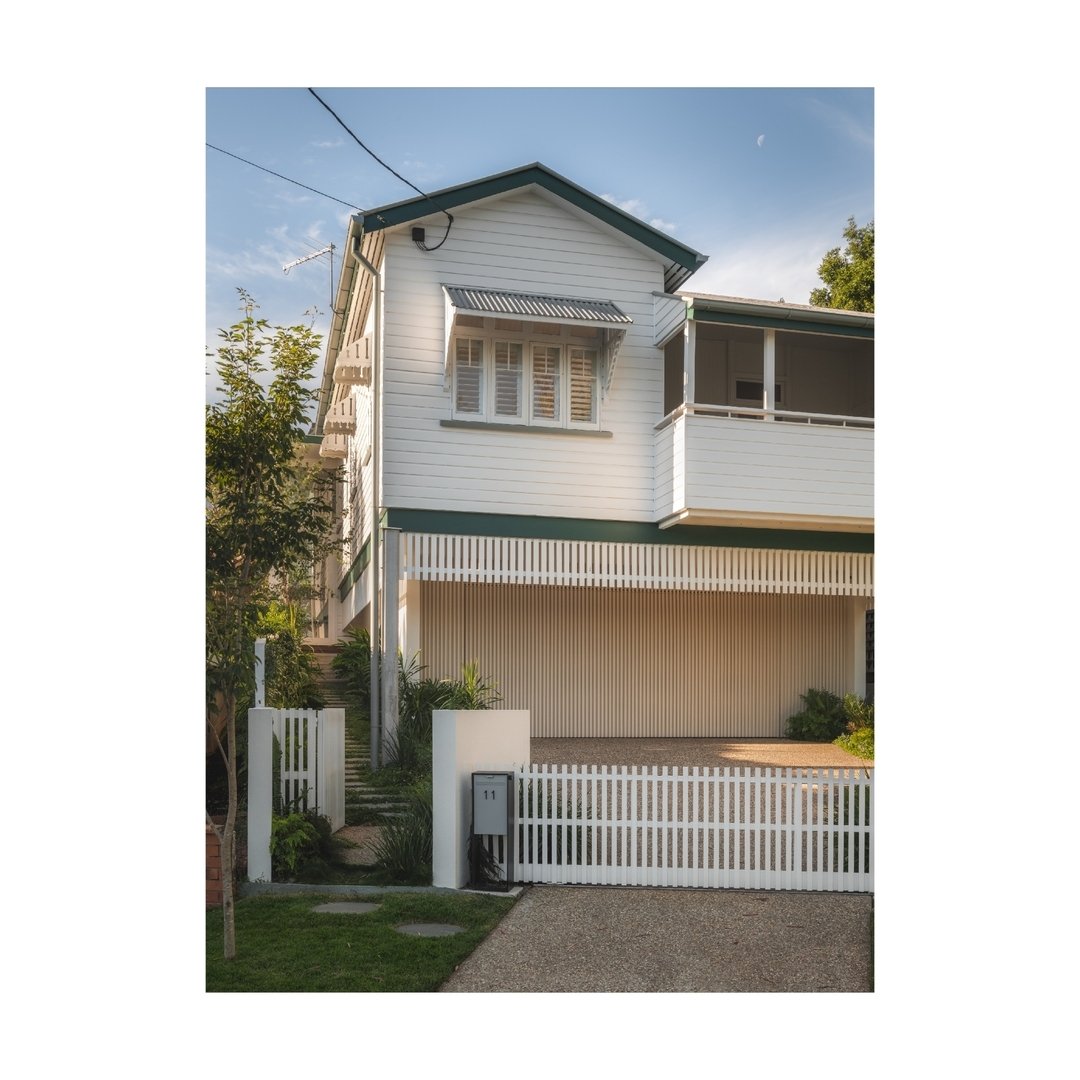 TOOWONG House. 

Alterations and Additions for a very special family - where we slid the house forward to avoid raising it too high and losing proportion , flipped the existing side entry to allow for a more generous garden path that captured a dista