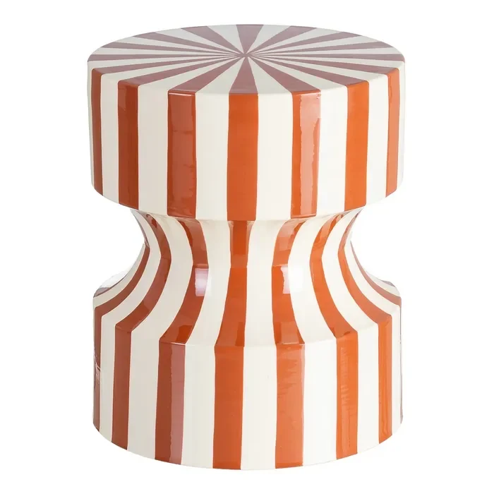 Table d'appoint POP Stripe TERRACOTTA | BLANC