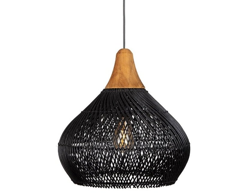 Suspension BELL Rotin Noire