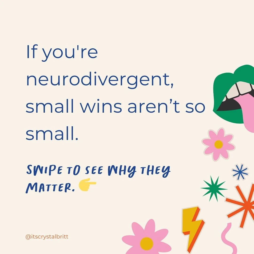 No such thing as a *small* win when you&rsquo;re late diagnosed. What is one of yours? Tell meeeee!!! ⁣
.⁣
.⁣
.⁣
.⁣
.⁣
#adhdinwomen #adhdisreal #adhdproblems #adhdprobs #adhdstruggles #adhdsupport #adhdtips #adhdwomen #adultadhd #autisminwomen #autis