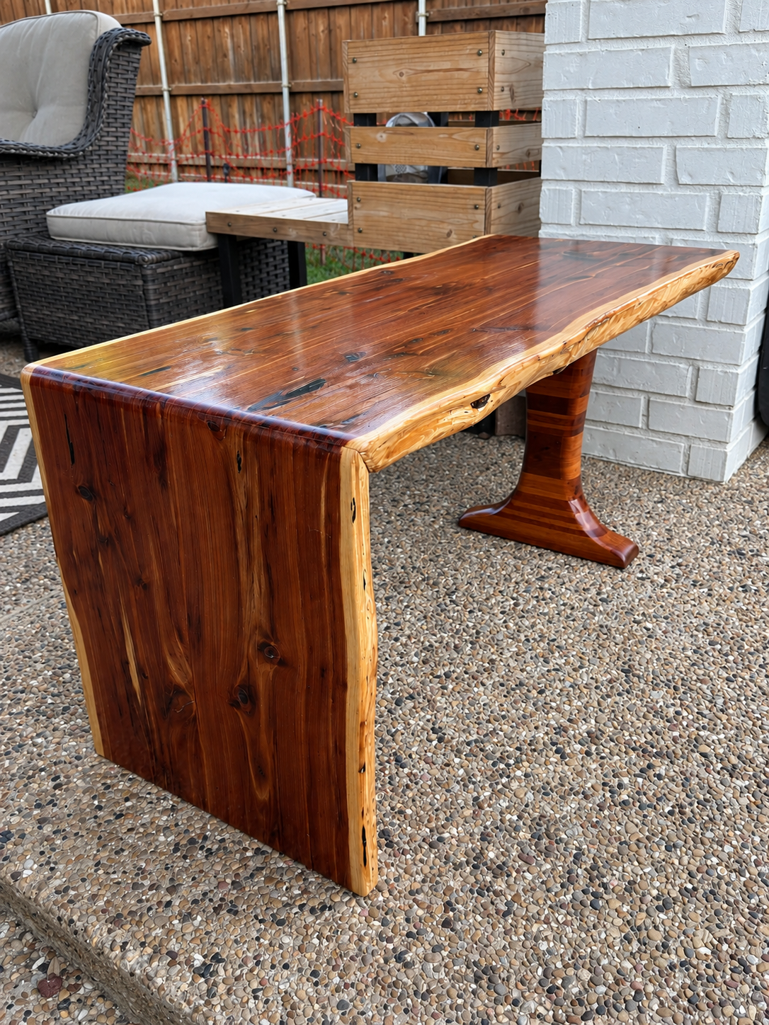 Outdoor Waterfall Bench