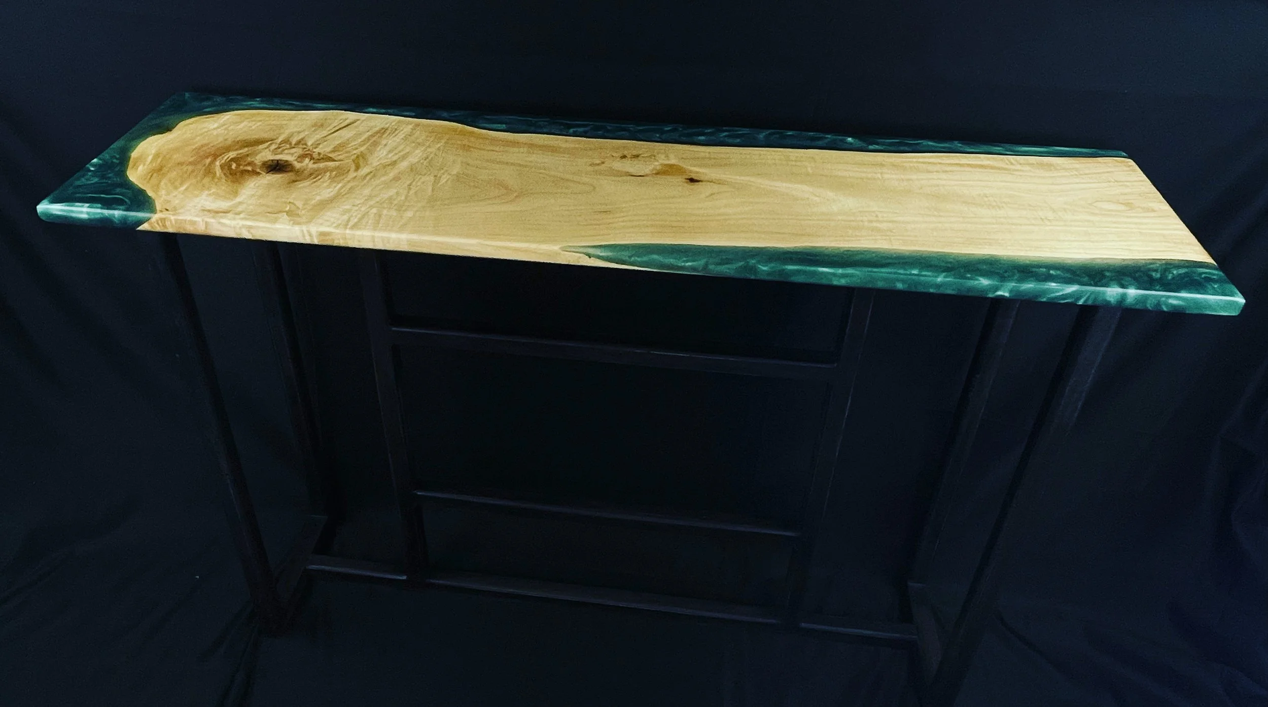 ENTRYWAY TABLE - MAPLE AND EPOXY WITH CUSTOM BASE